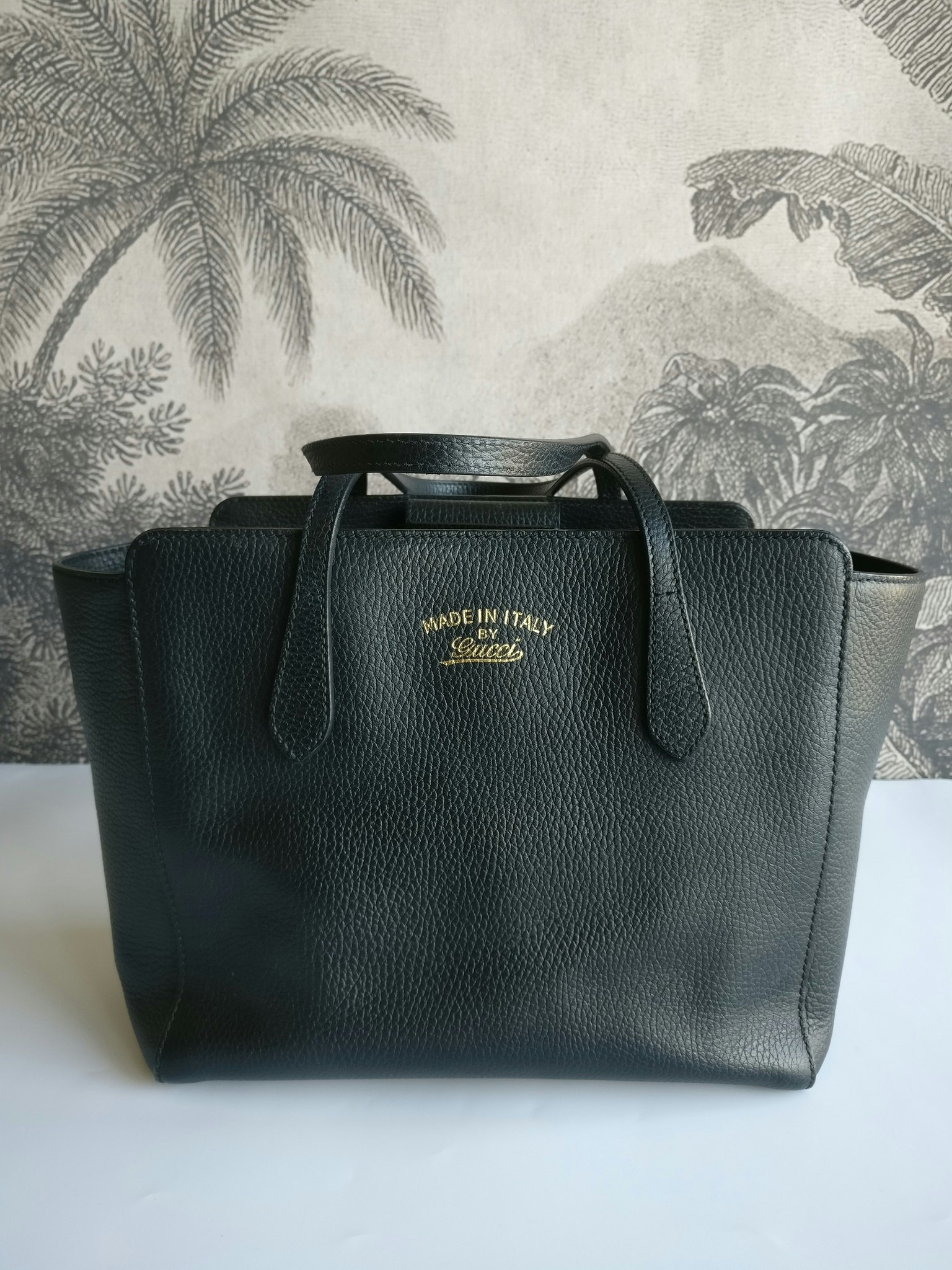 Gucci Swing Mini Leather Tote Bag Black 354408