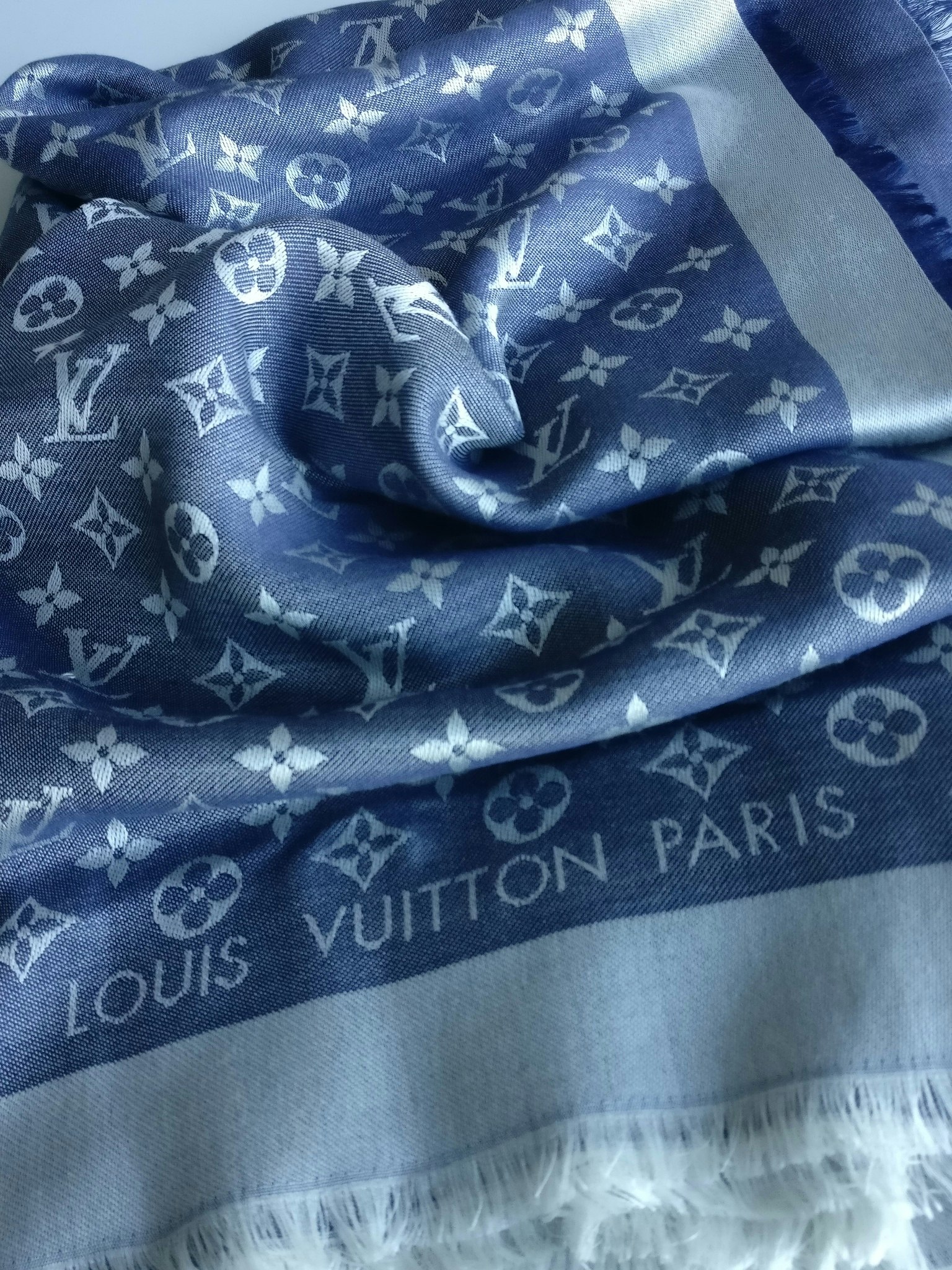 Louis Vuitton Blue Denim Monogram Shawl