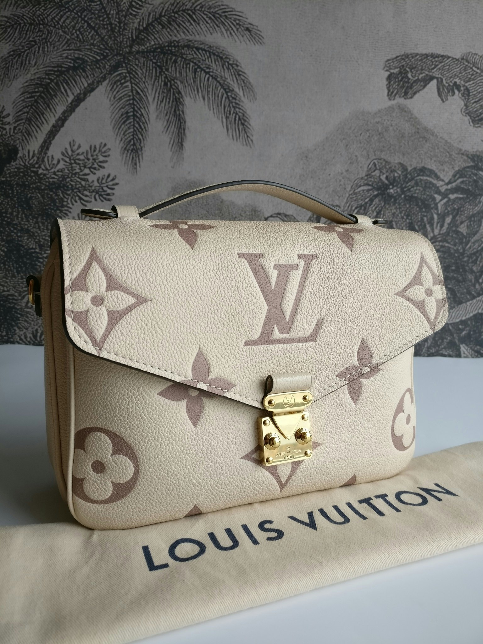 Louis Vuitton Pochette Metis Bicolour Empreinte Creme Bois De Rose