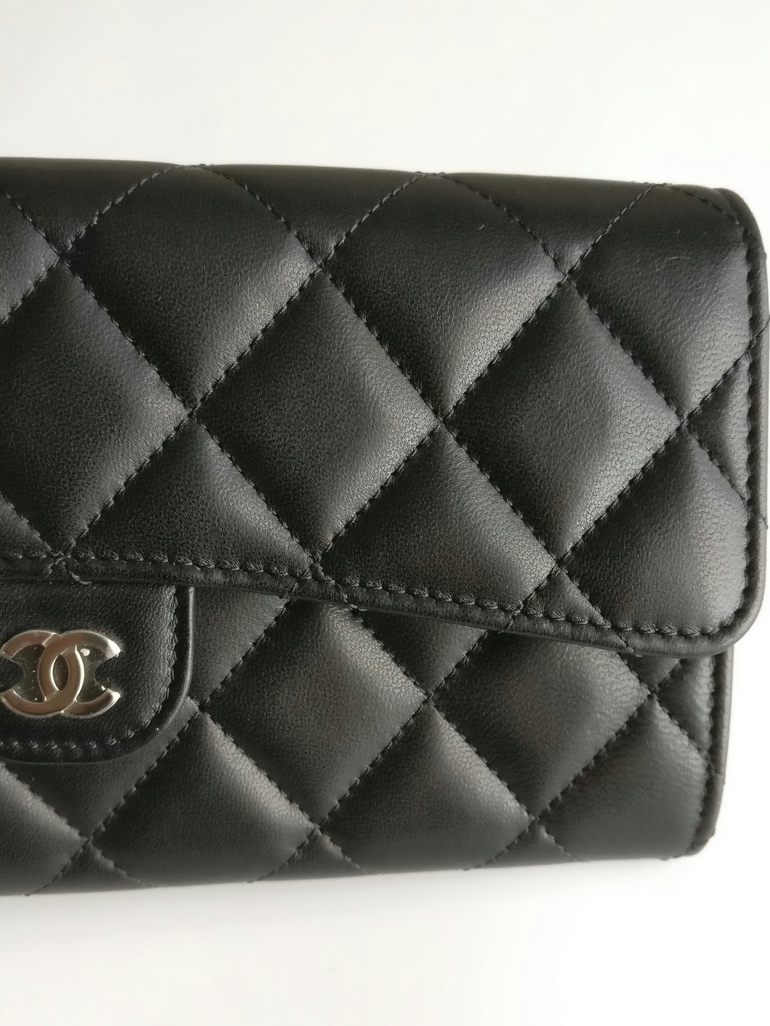 Chanel classic wallet black lambskin SHW