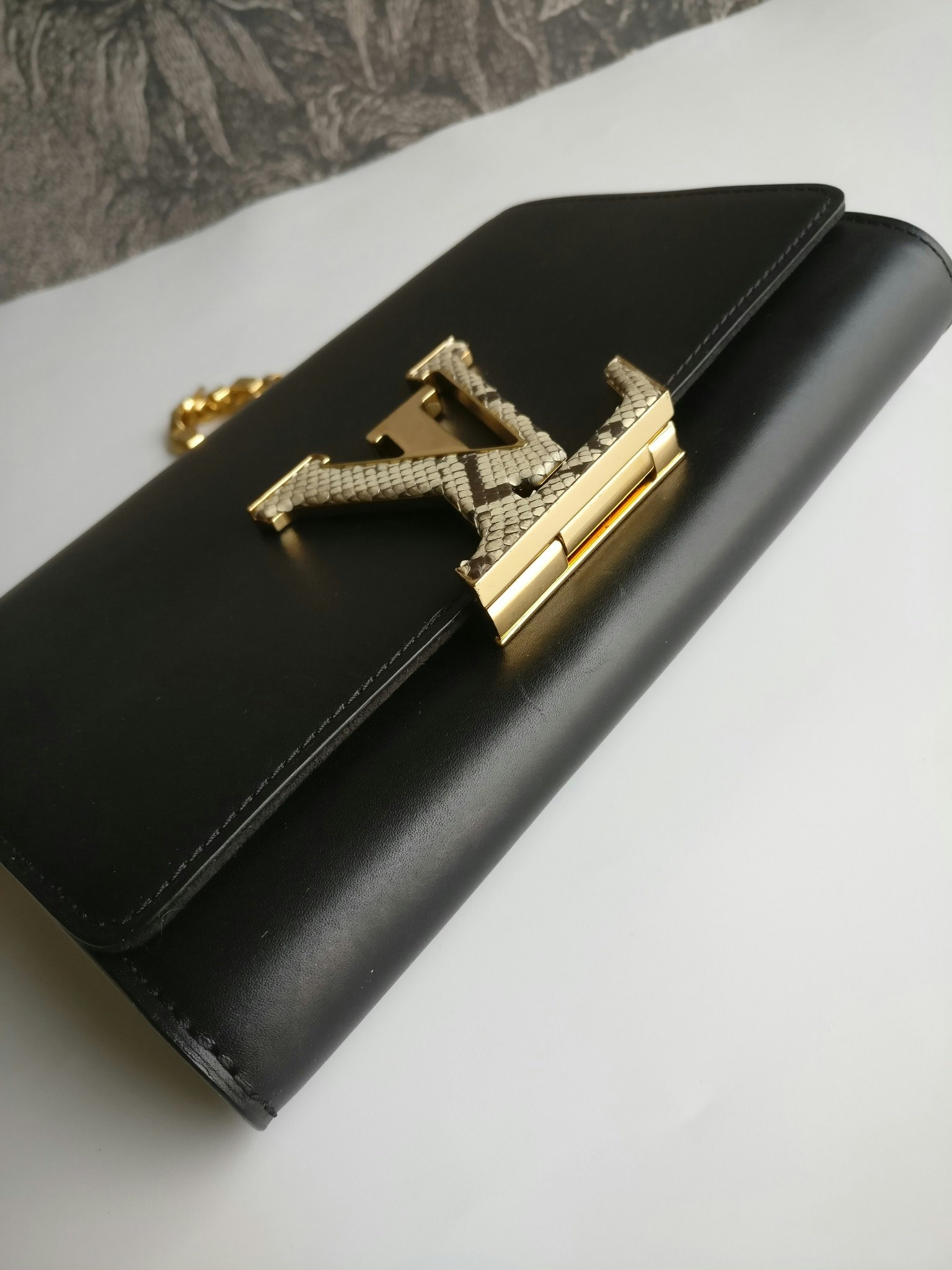 Louis Vuitton Pochette Louise GM Chain Bag Python Clasp