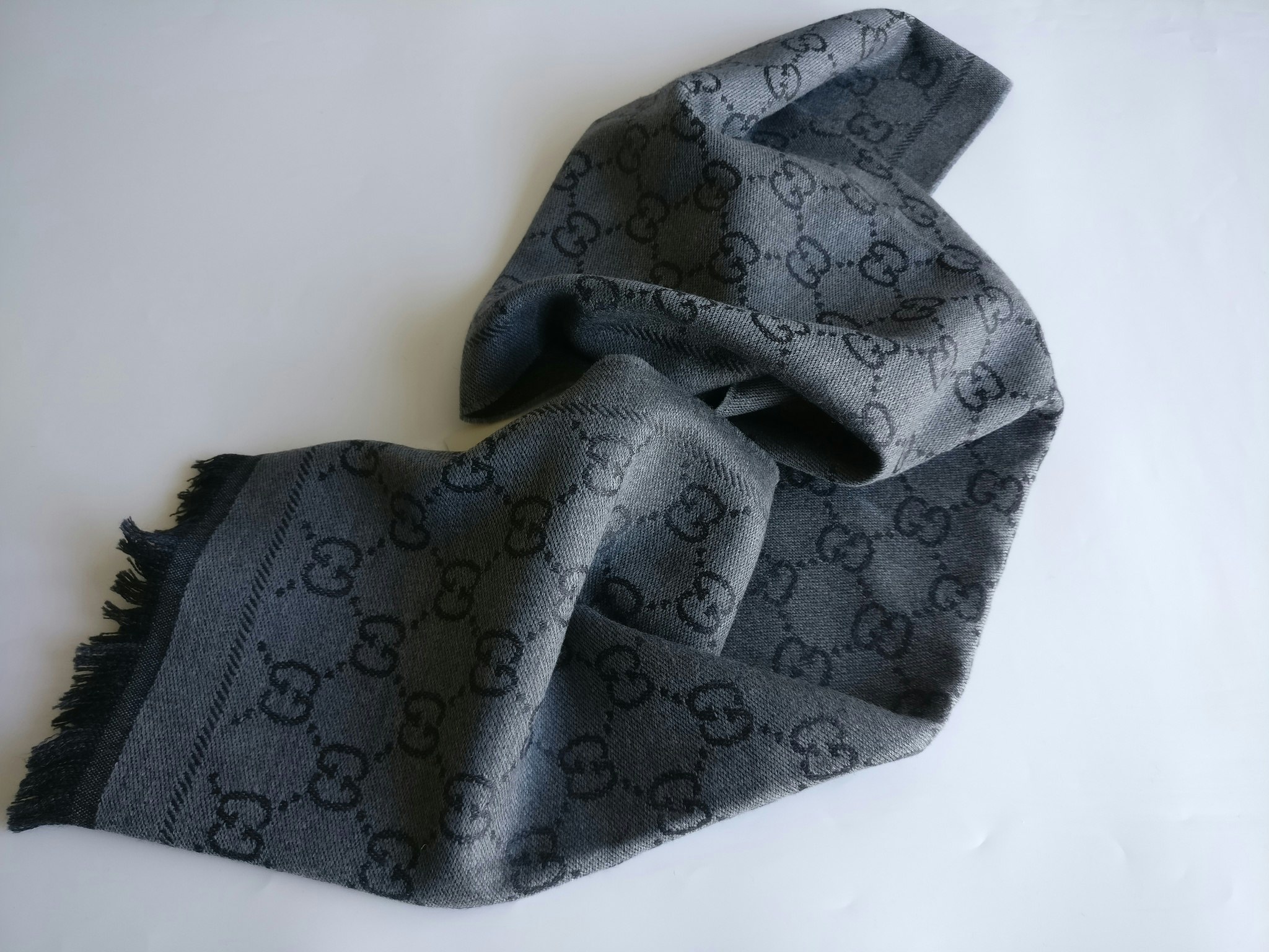 Gucci  GG Jacquard Knitted Wool Scarf