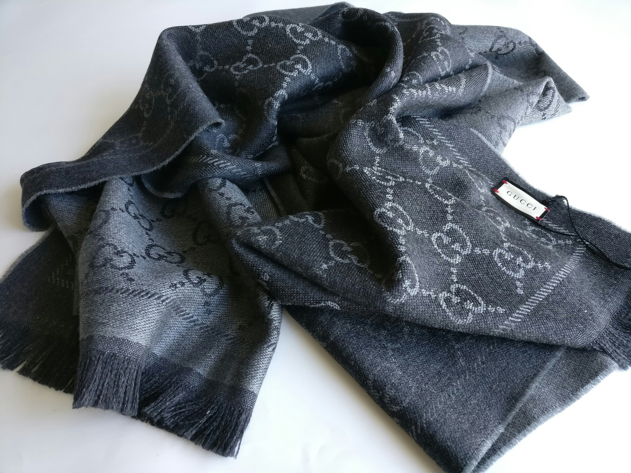 Gucci  GG Jacquard Knitted Wool Scarf