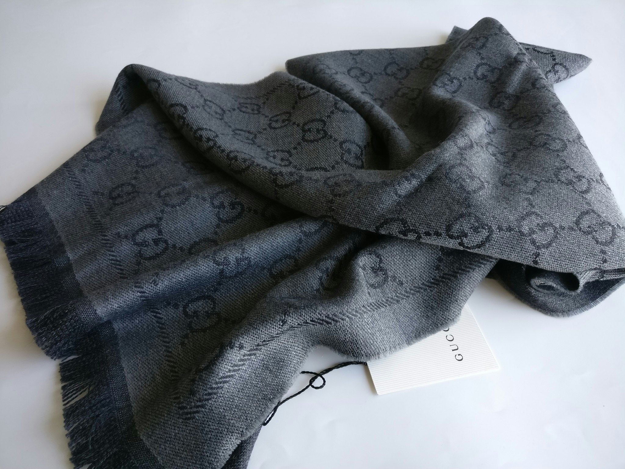 Gucci  GG Jacquard Knitted Wool Scarf