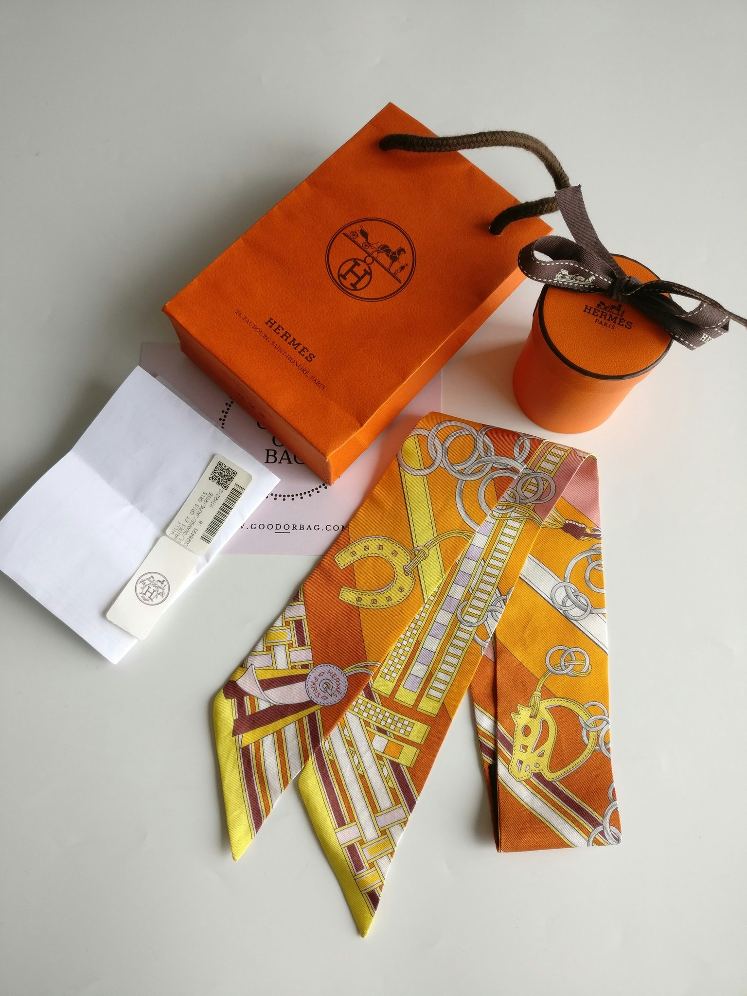 Hermes Silk Twilly Brides et Gris-Gris