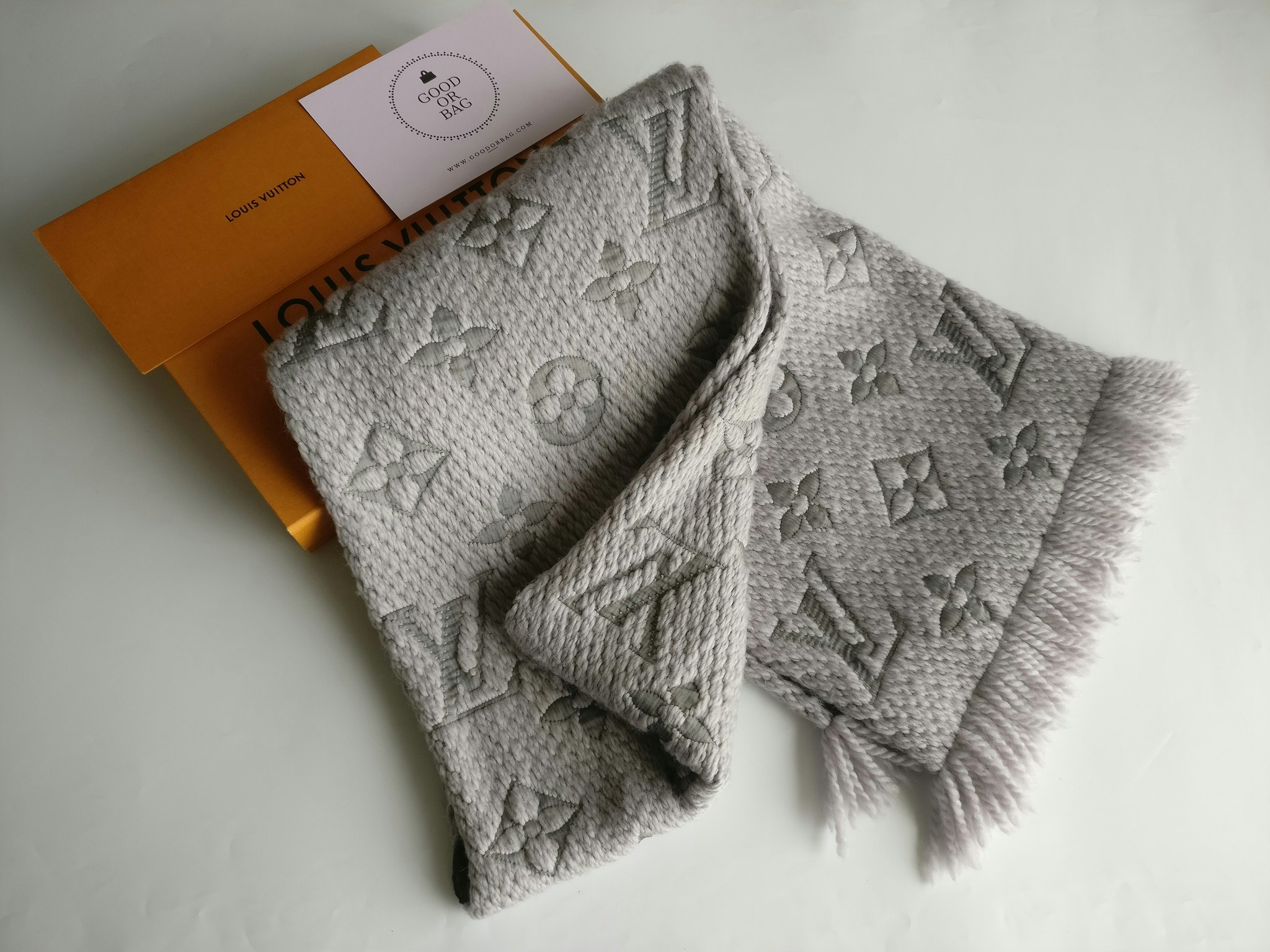 Louis Vuitton Logomania Scarf Pearl Grey