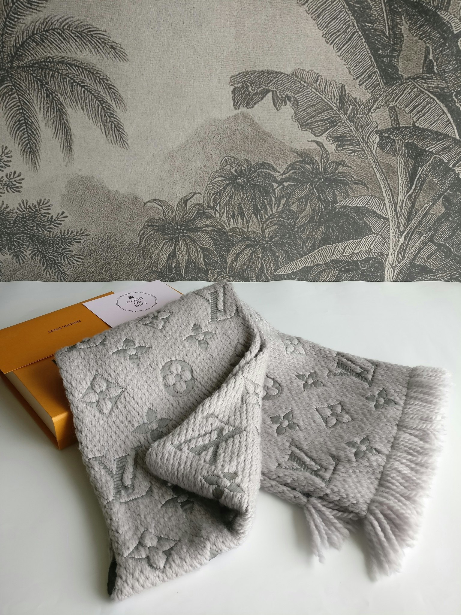 Louis Vuitton Logomania Scarf Pearl Grey