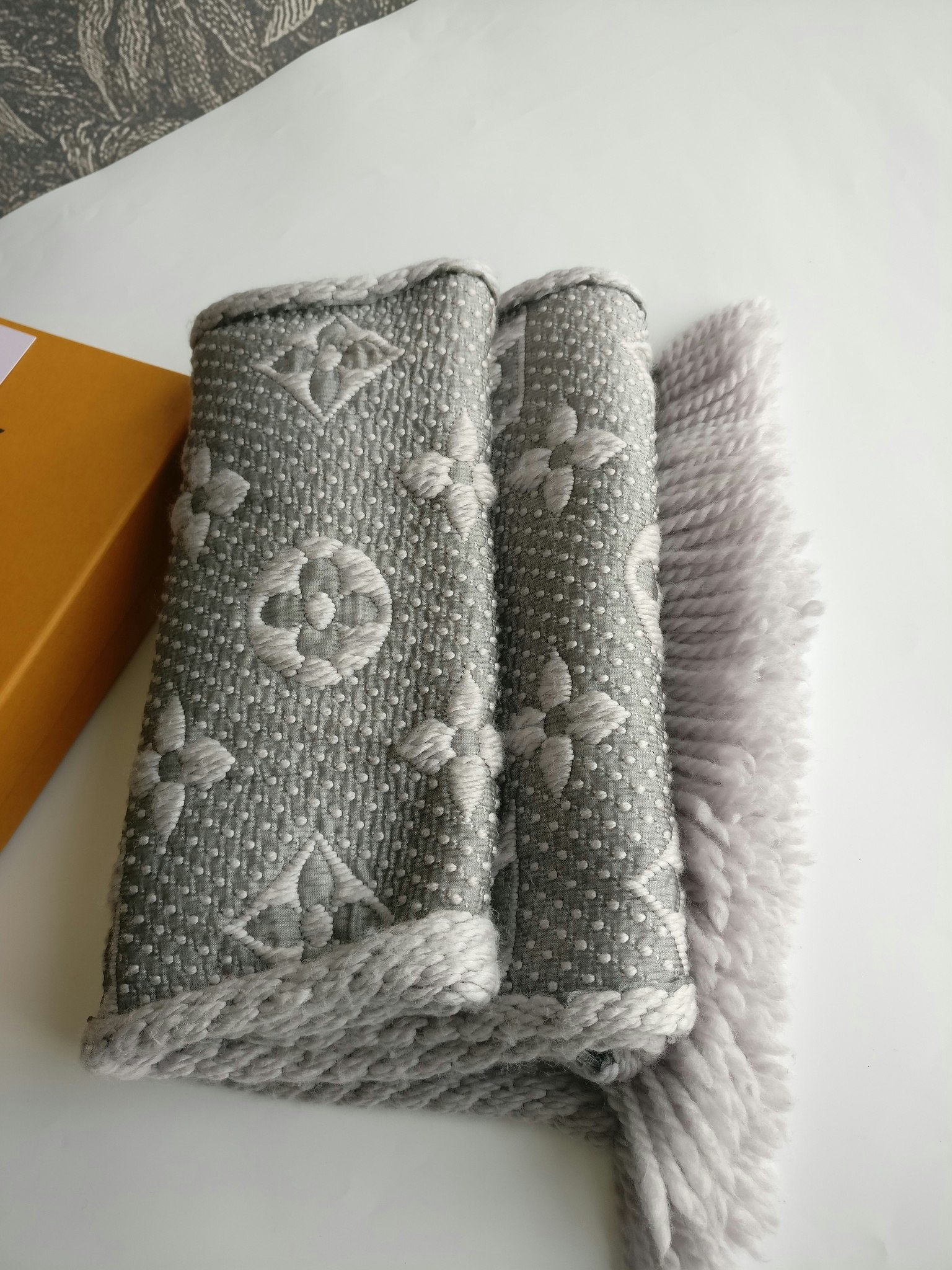 Louis Vuitton Logomania Scarf Pearl Grey