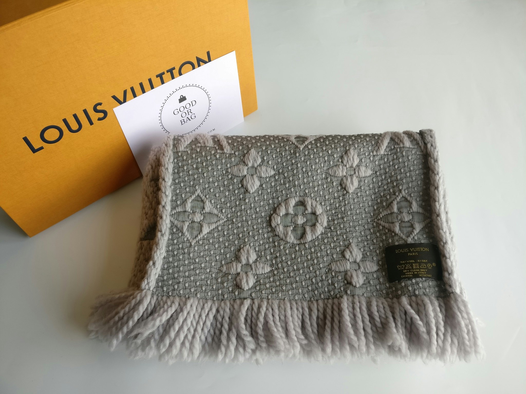 Louis Vuitton Logomania Scarf Pearl Grey