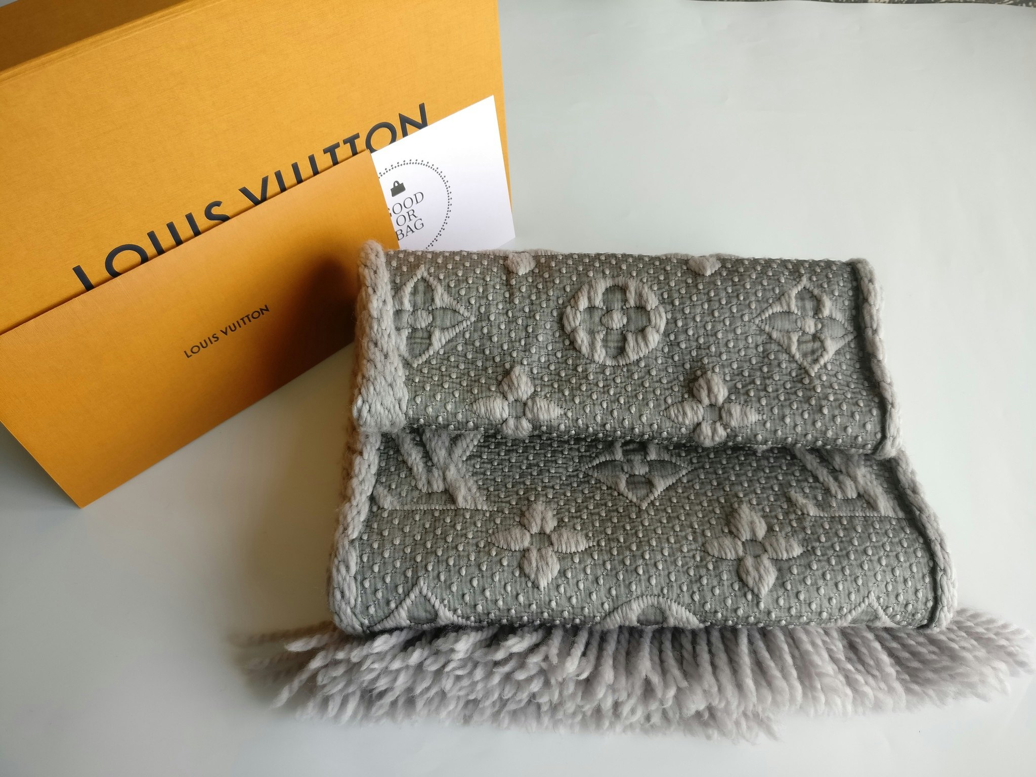 Louis Vuitton Logomania Scarf Pearl Grey