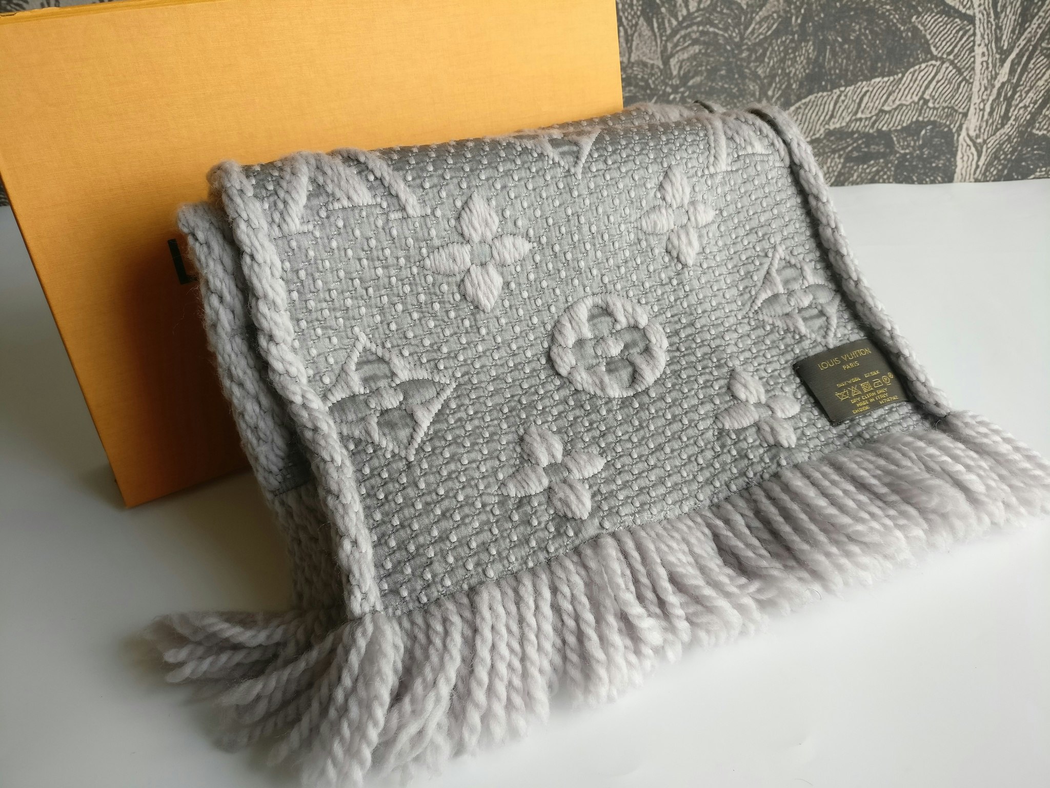 Louis Vuitton Logomania Scarf Pearl Grey