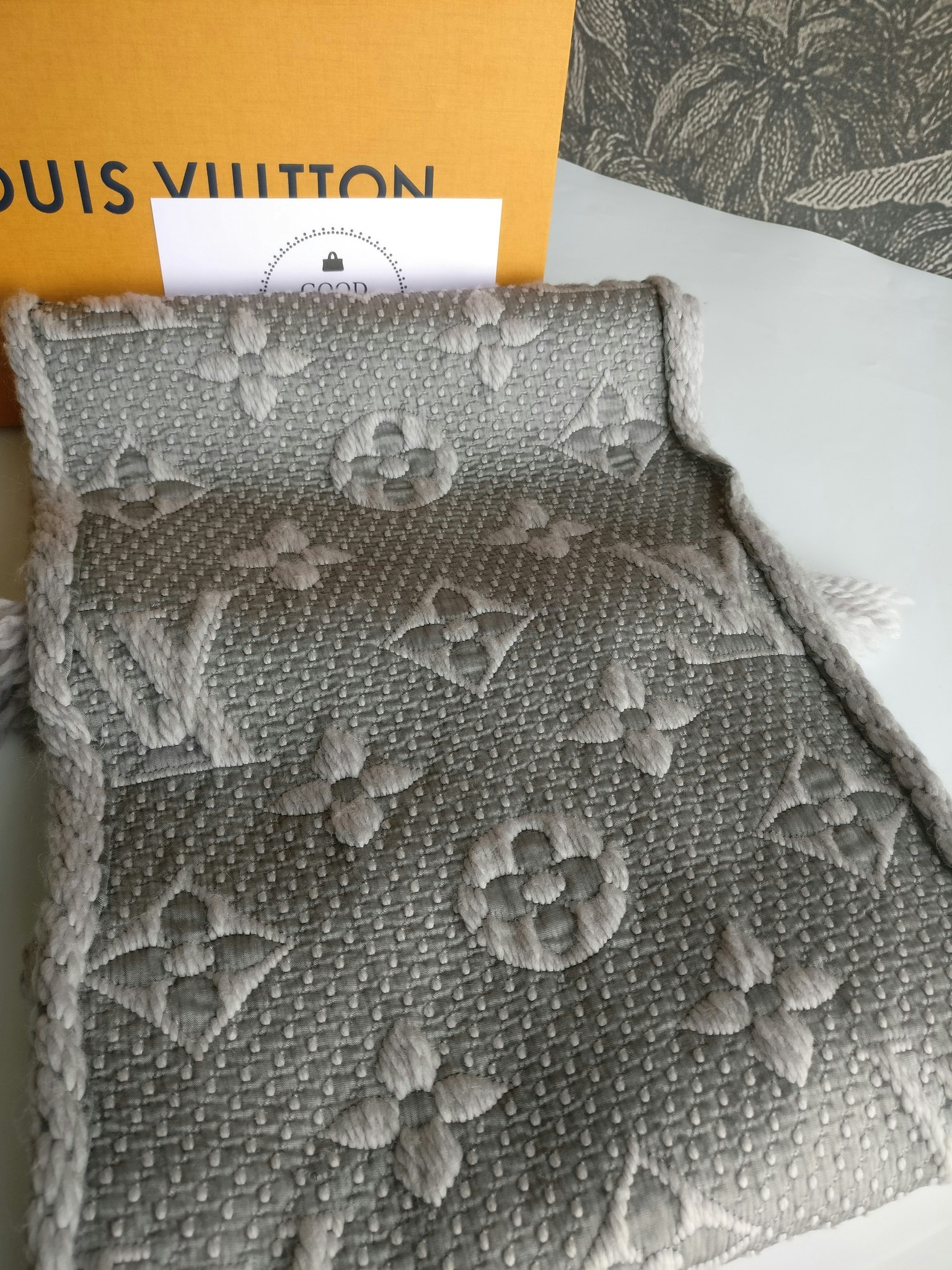 Louis Vuitton Logomania Scarf Pearl Grey