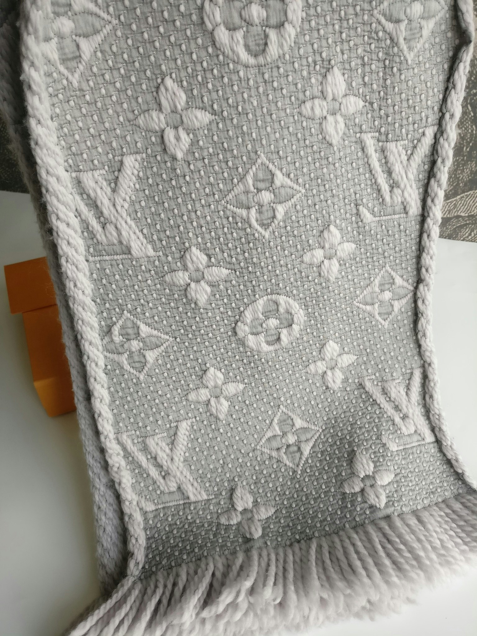Louis Vuitton Logomania Scarf Pearl Grey