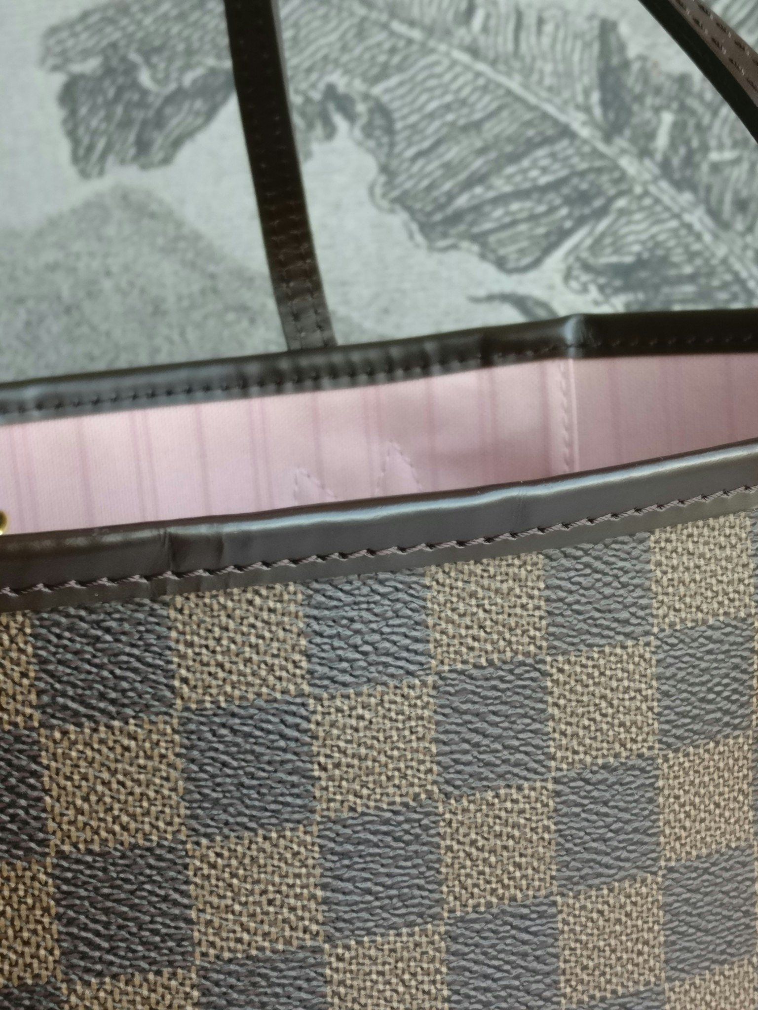 Louis Vuitton Neverfull MM damier ebene rose ballerine