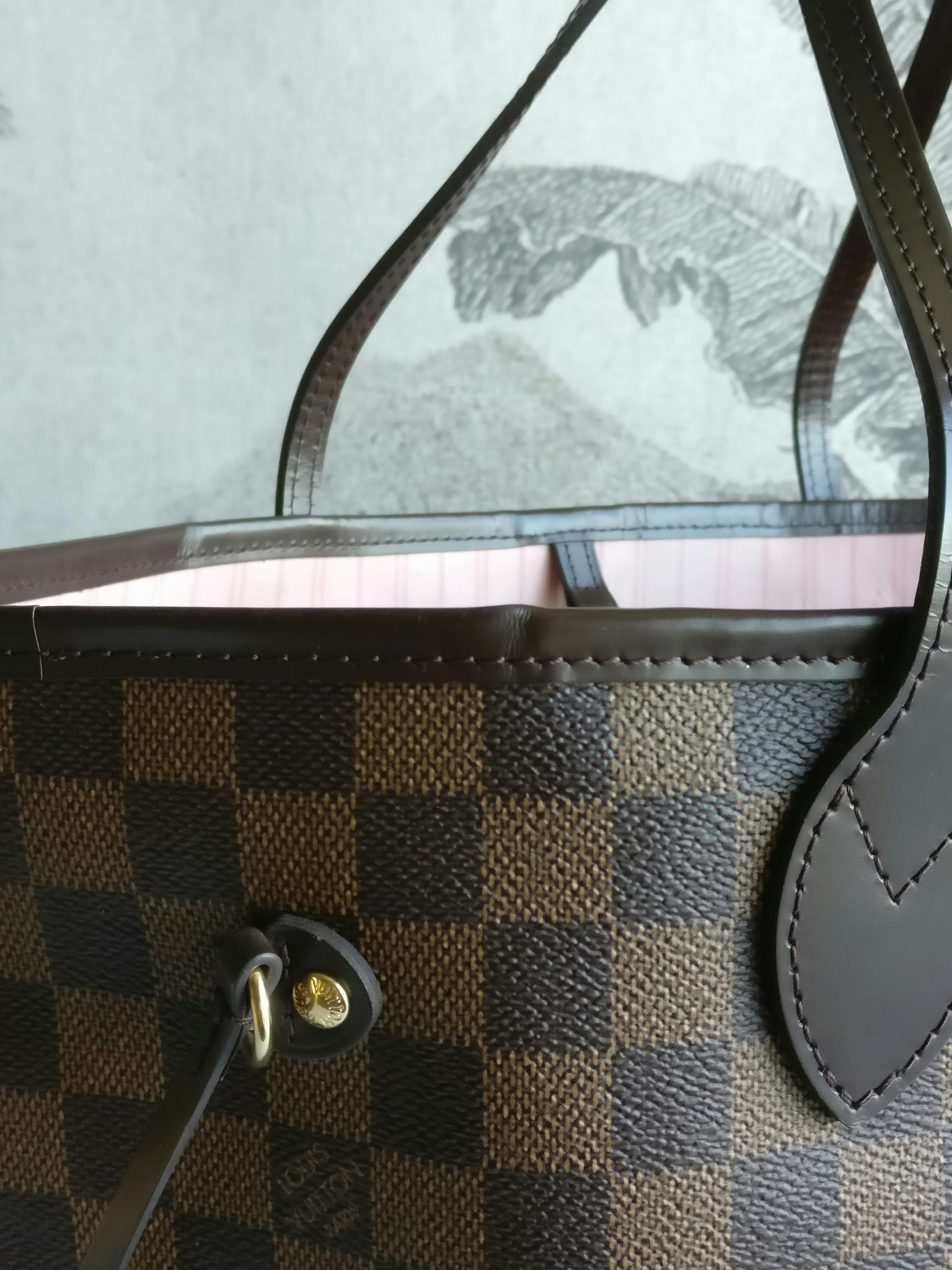 Louis Vuitton Neverfull MM damier ebene rose ballerine