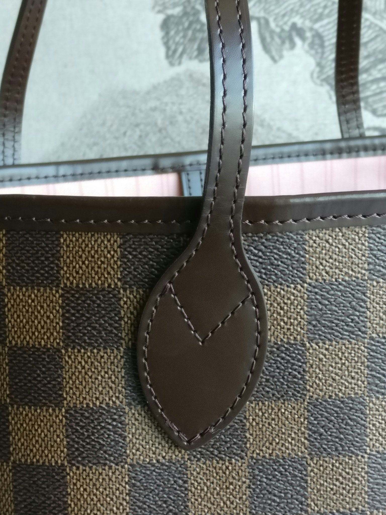 Louis Vuitton Neverfull MM damier ebene rose ballerine