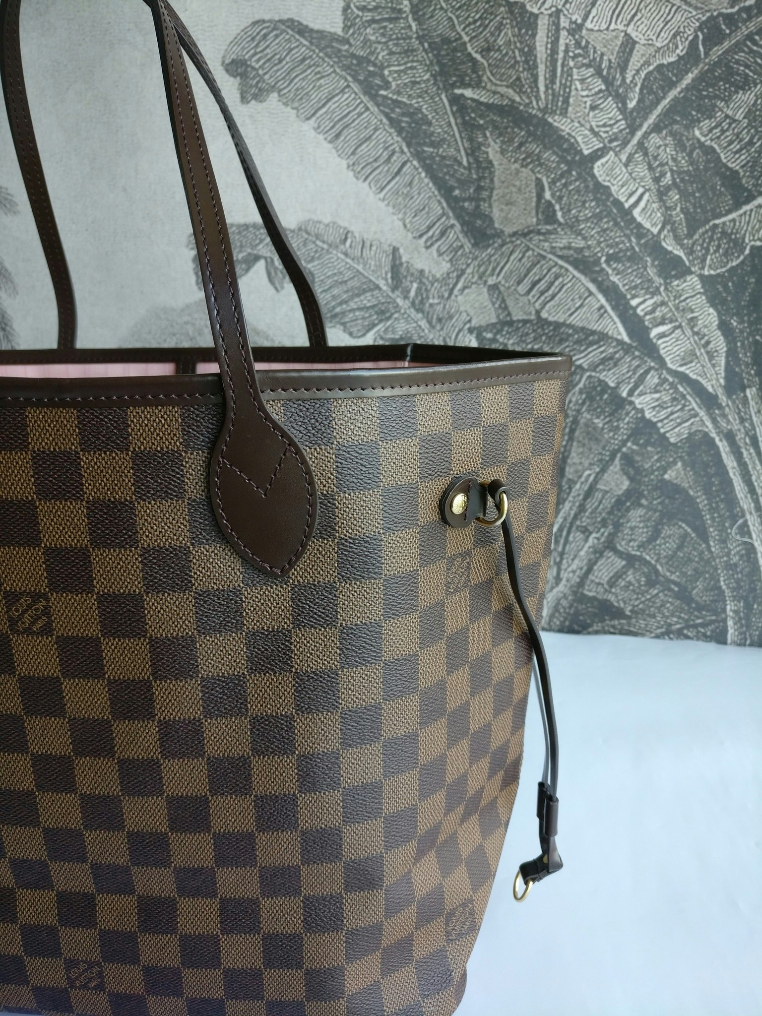 Louis Vuitton Neverfull MM damier ebene rose ballerine