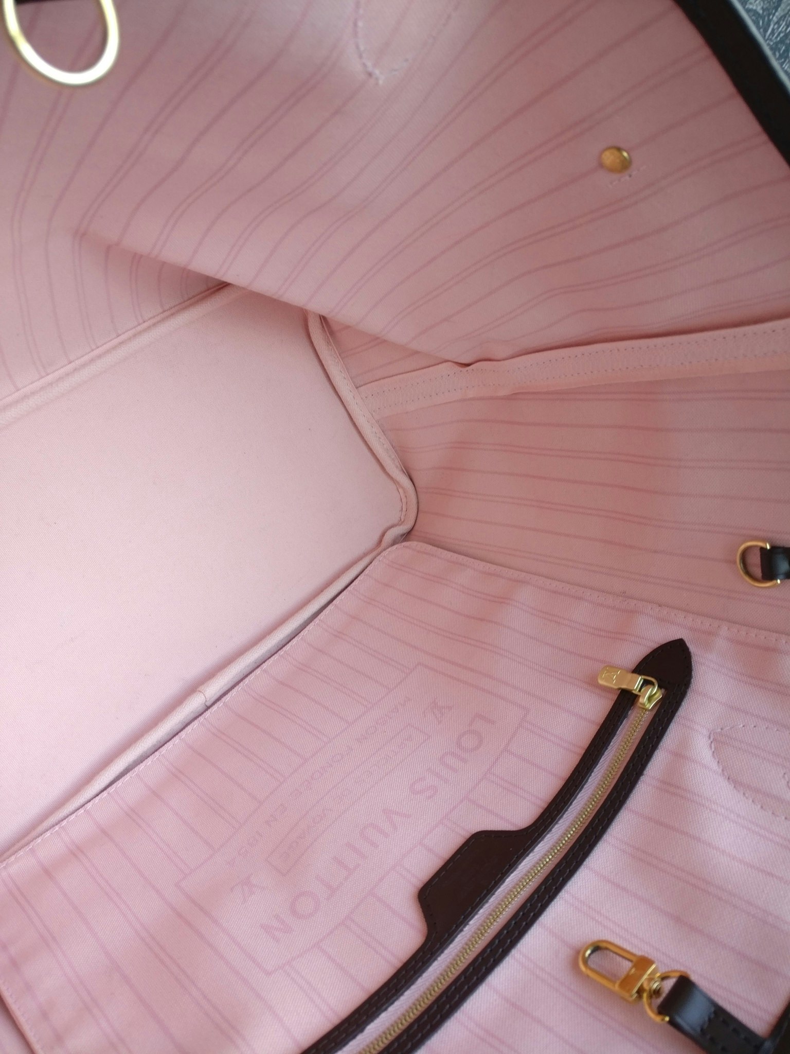 Louis Vuitton Neverfull MM damier ebene rose ballerine