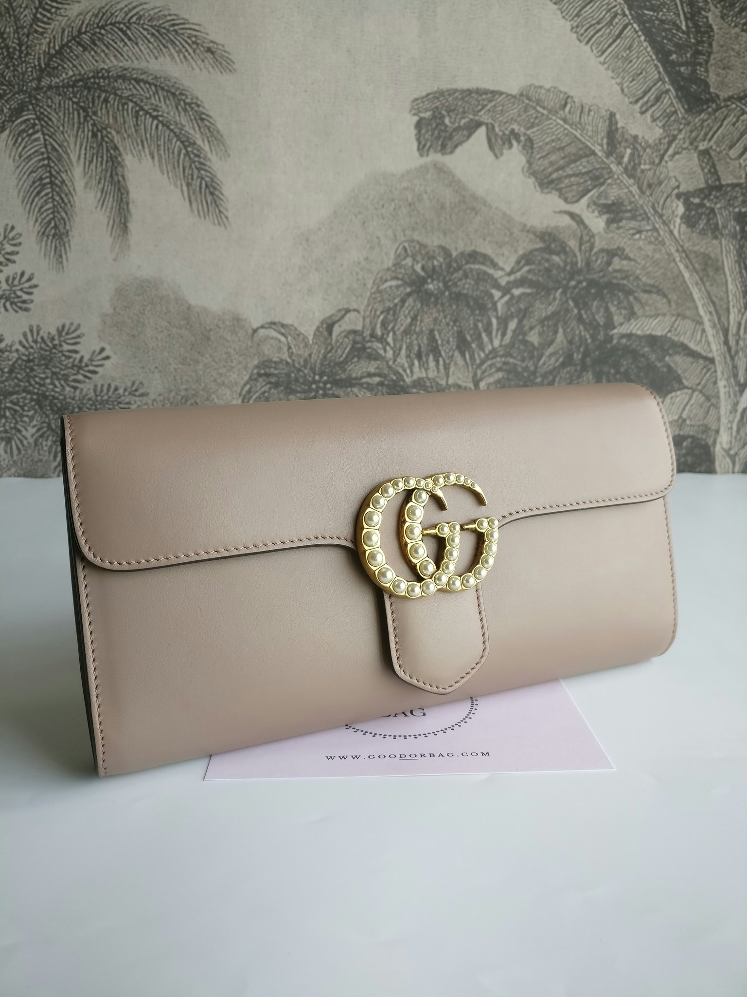 Gucci calfskin Pearly GG Marmont Clutch
