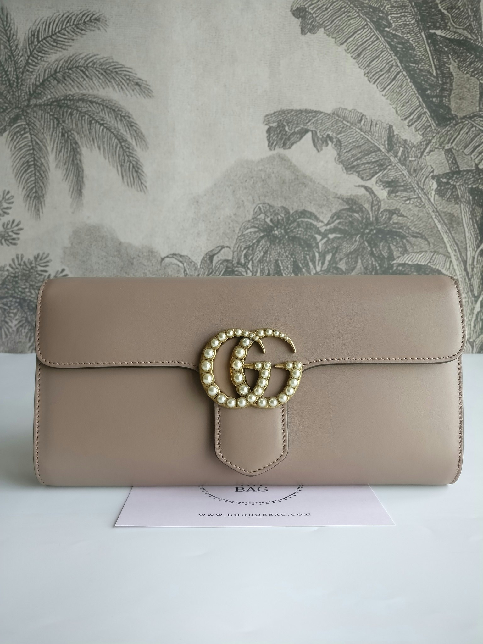 Gucci calfskin Pearly GG Marmont Clutch