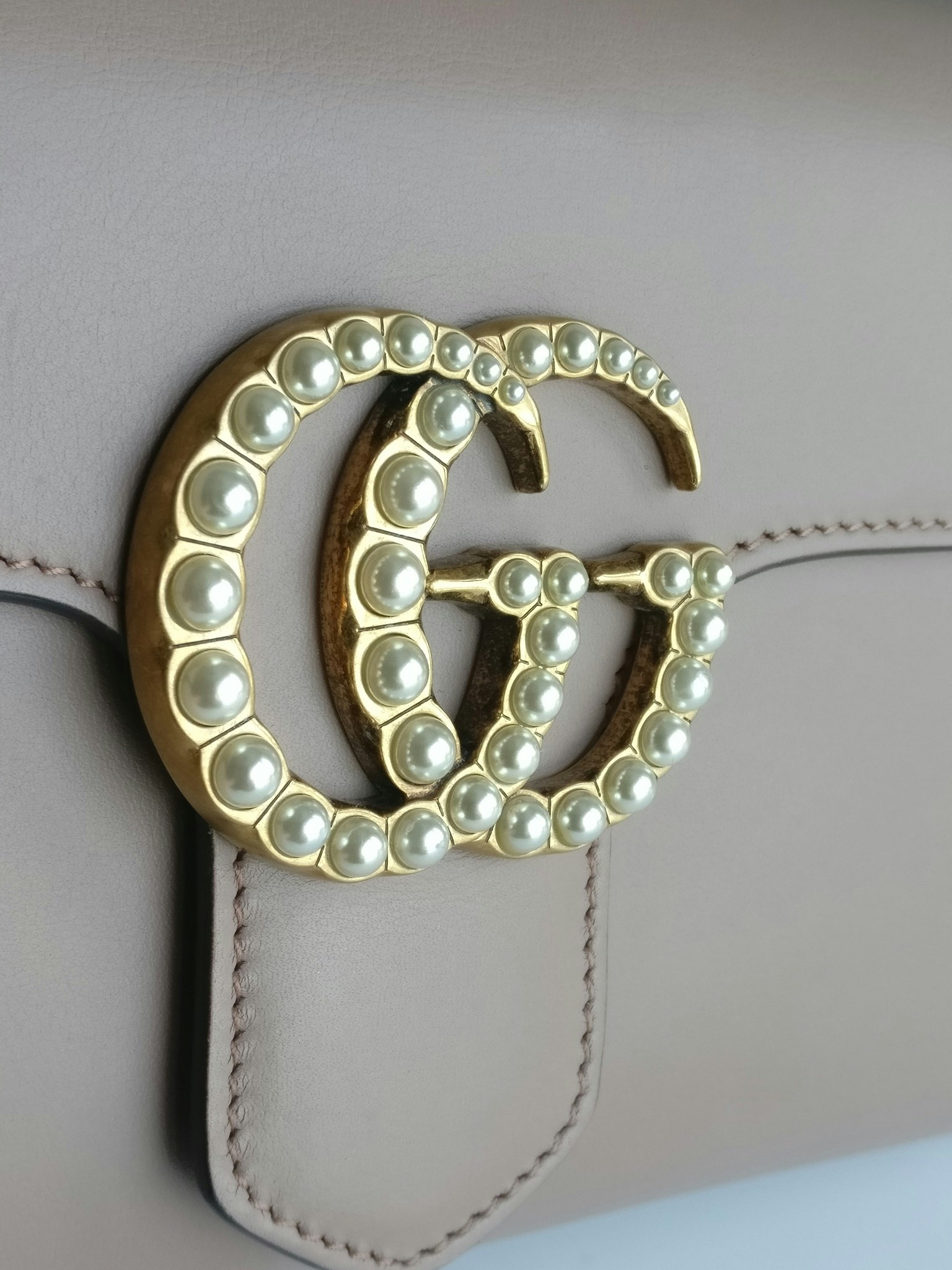 Gucci calfskin Pearly GG Marmont Clutch
