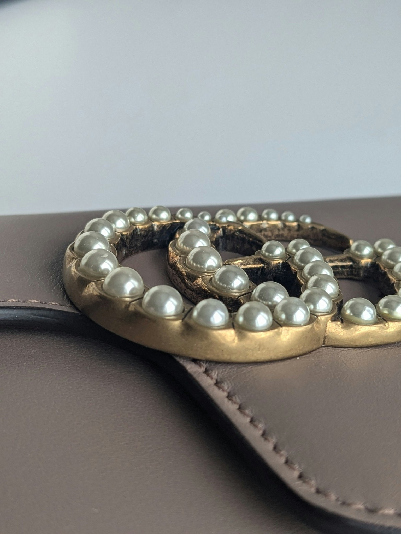 Gucci calfskin Pearly GG Marmont Clutch