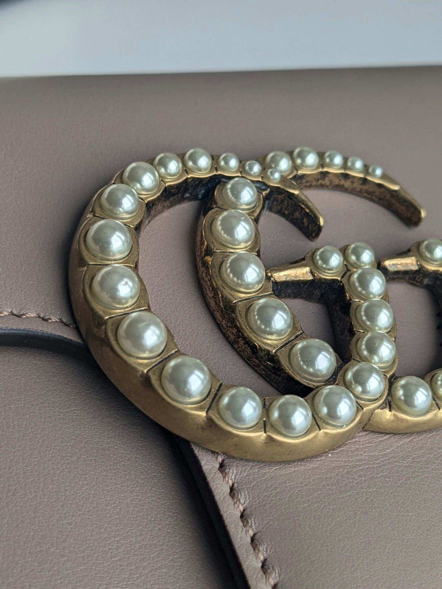 Gucci calfskin Pearly GG Marmont Clutch