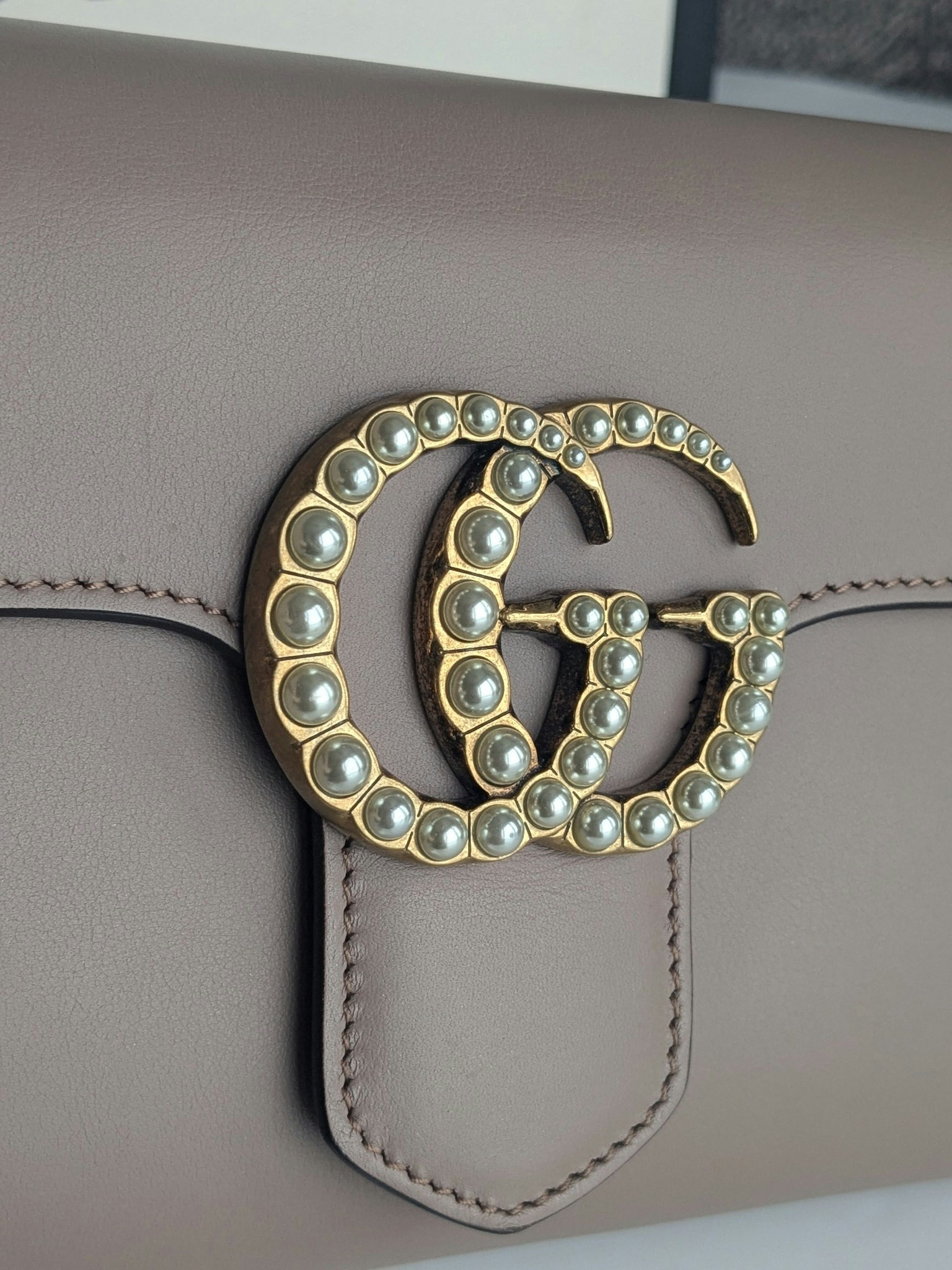 Gucci calfskin Pearly GG Marmont Clutch