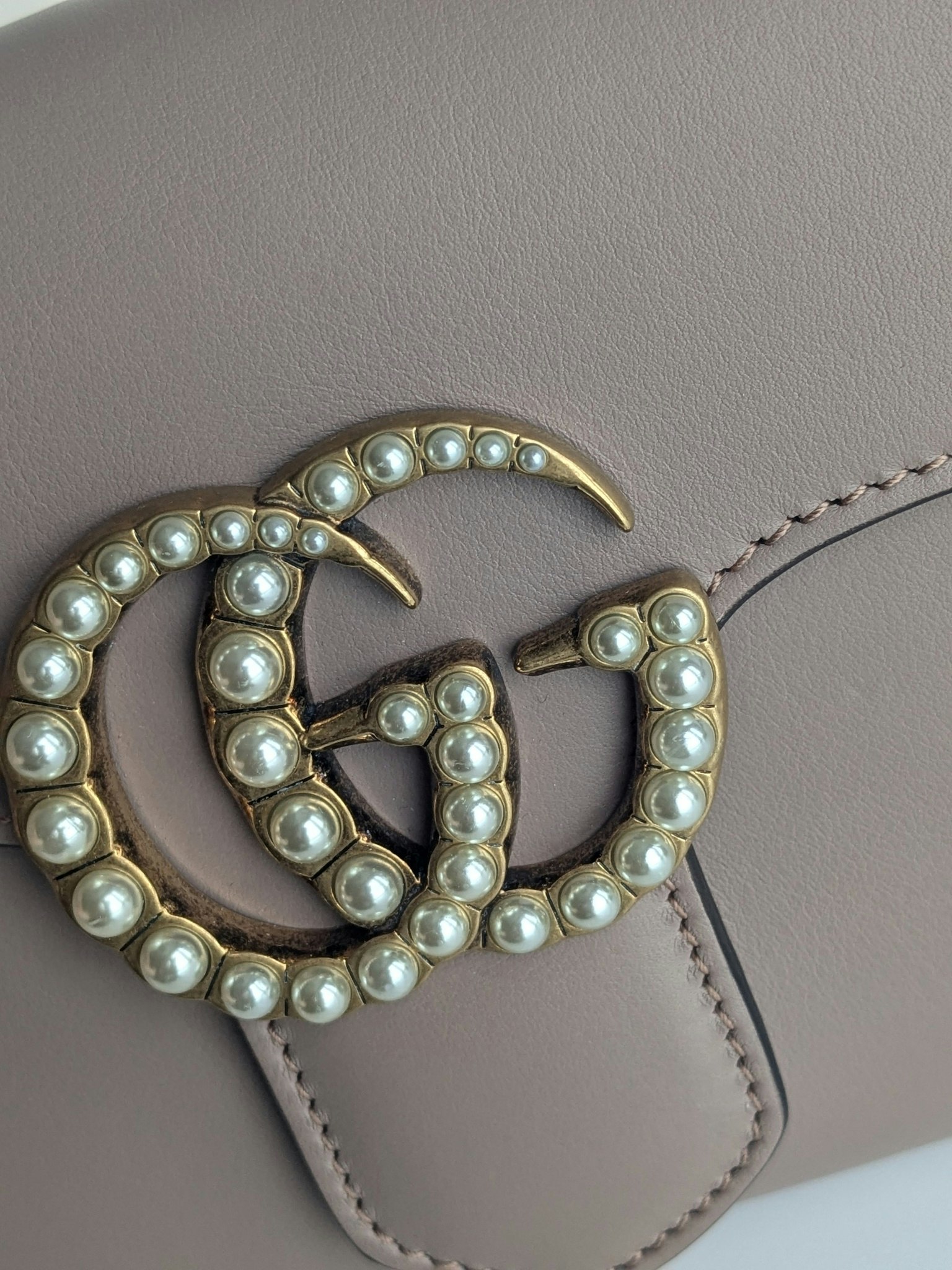Gucci calfskin Pearly GG Marmont Clutch