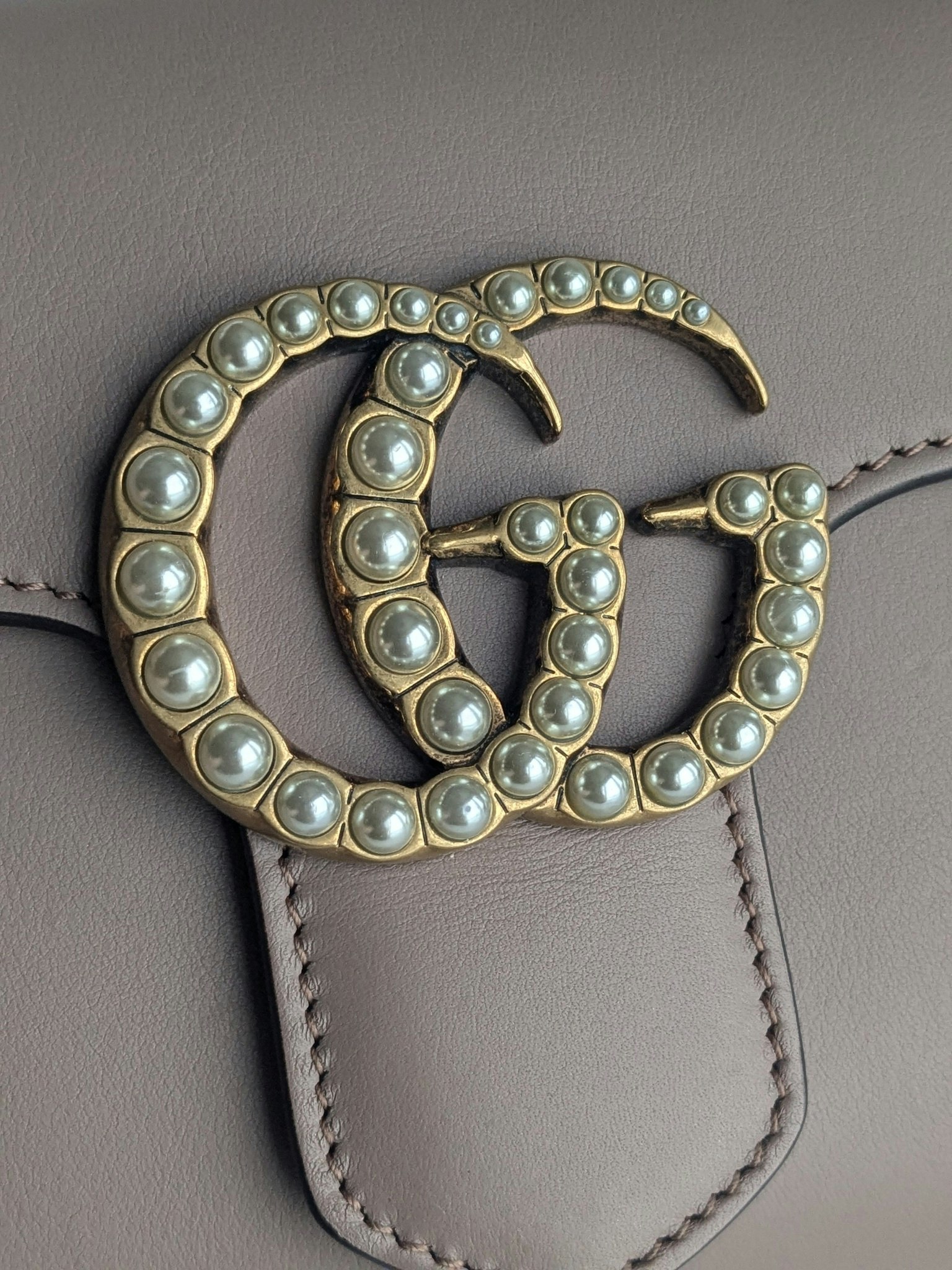Gucci calfskin Pearly GG Marmont Clutch