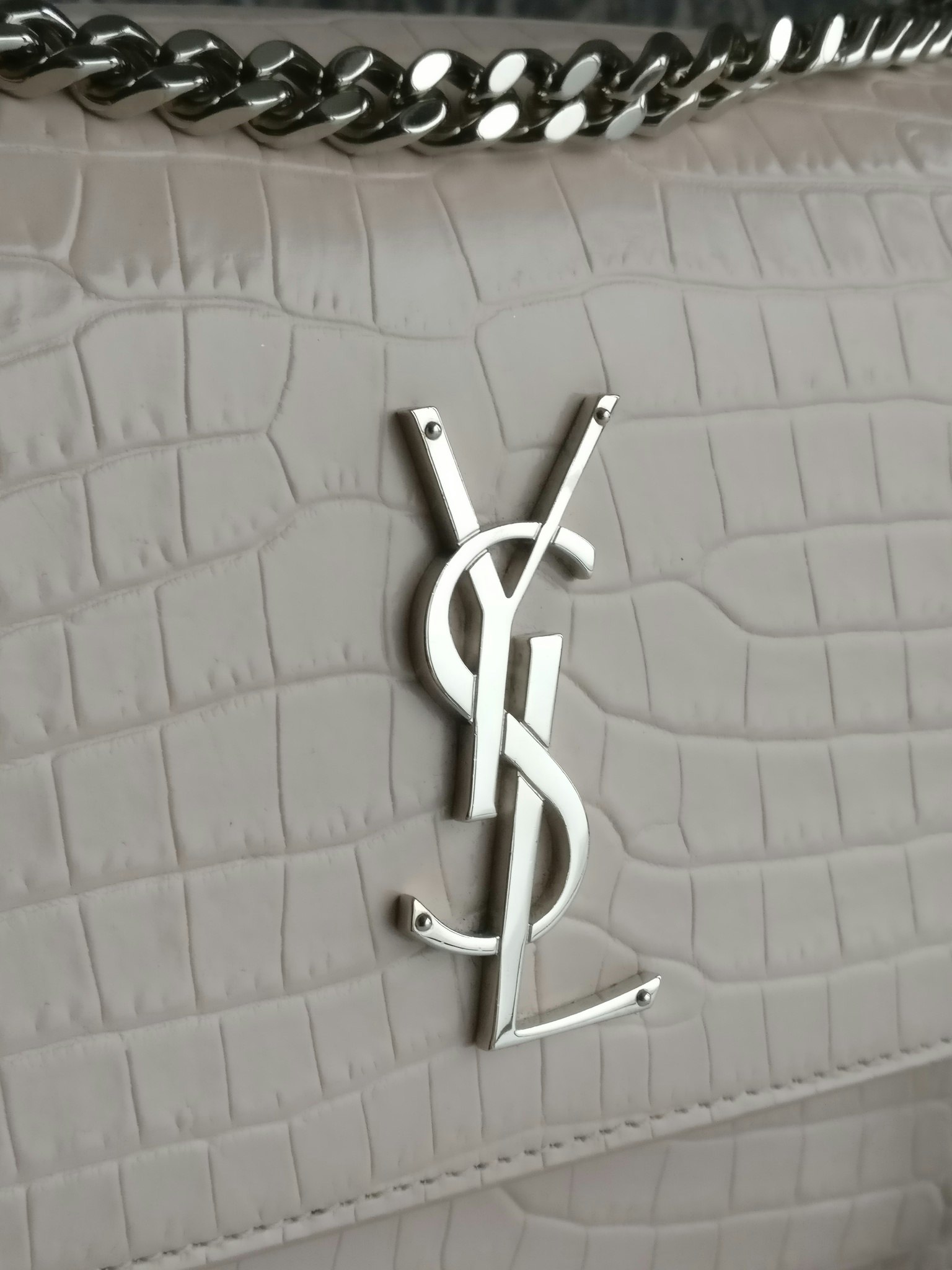 Saint Laurent Sunset Medium Crocodile embossed