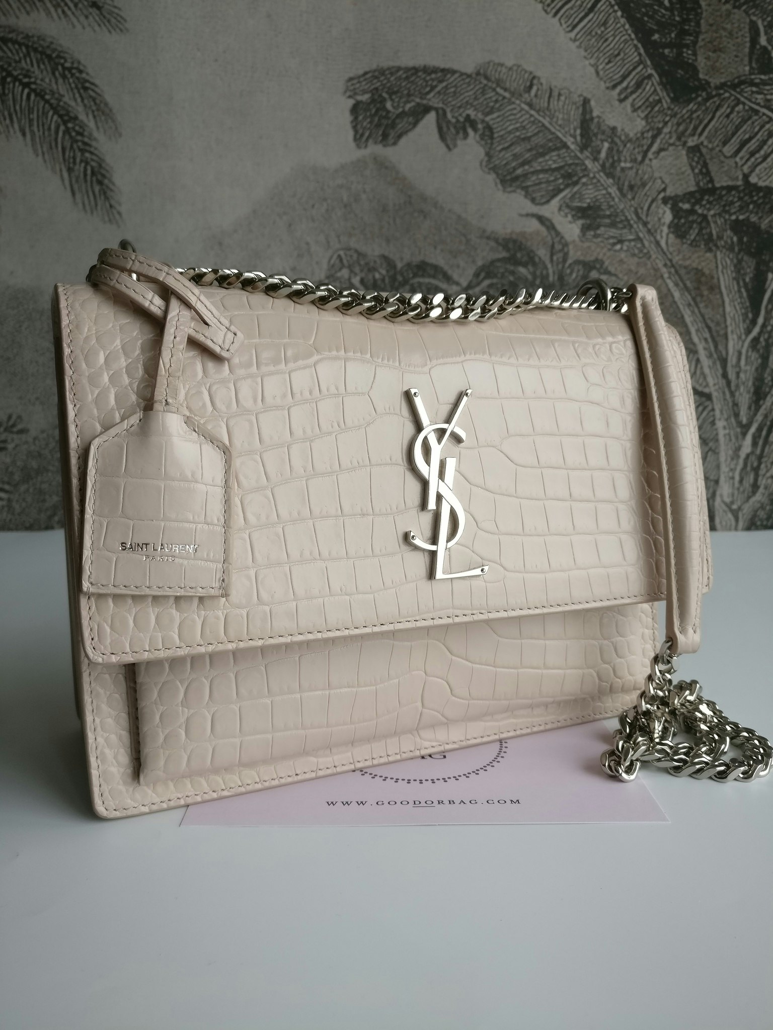 Saint Laurent Sunset Medium Crocodile embossed
