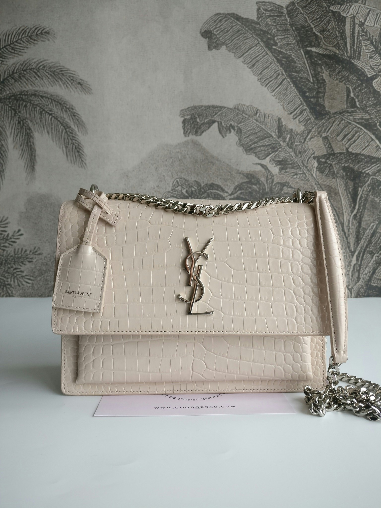 Saint Laurent Sunset Medium Crocodile embossed