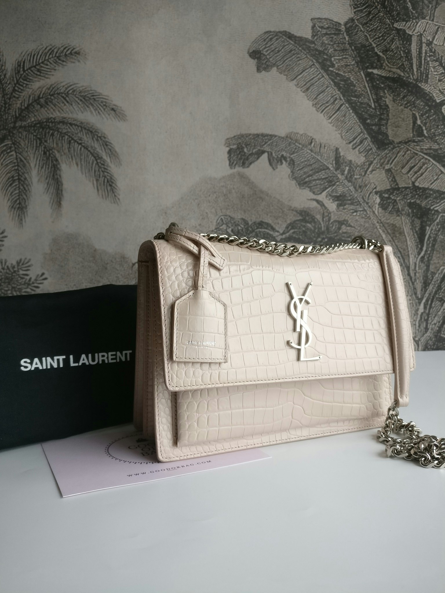 Saint Laurent Sunset Medium Crocodile embossed