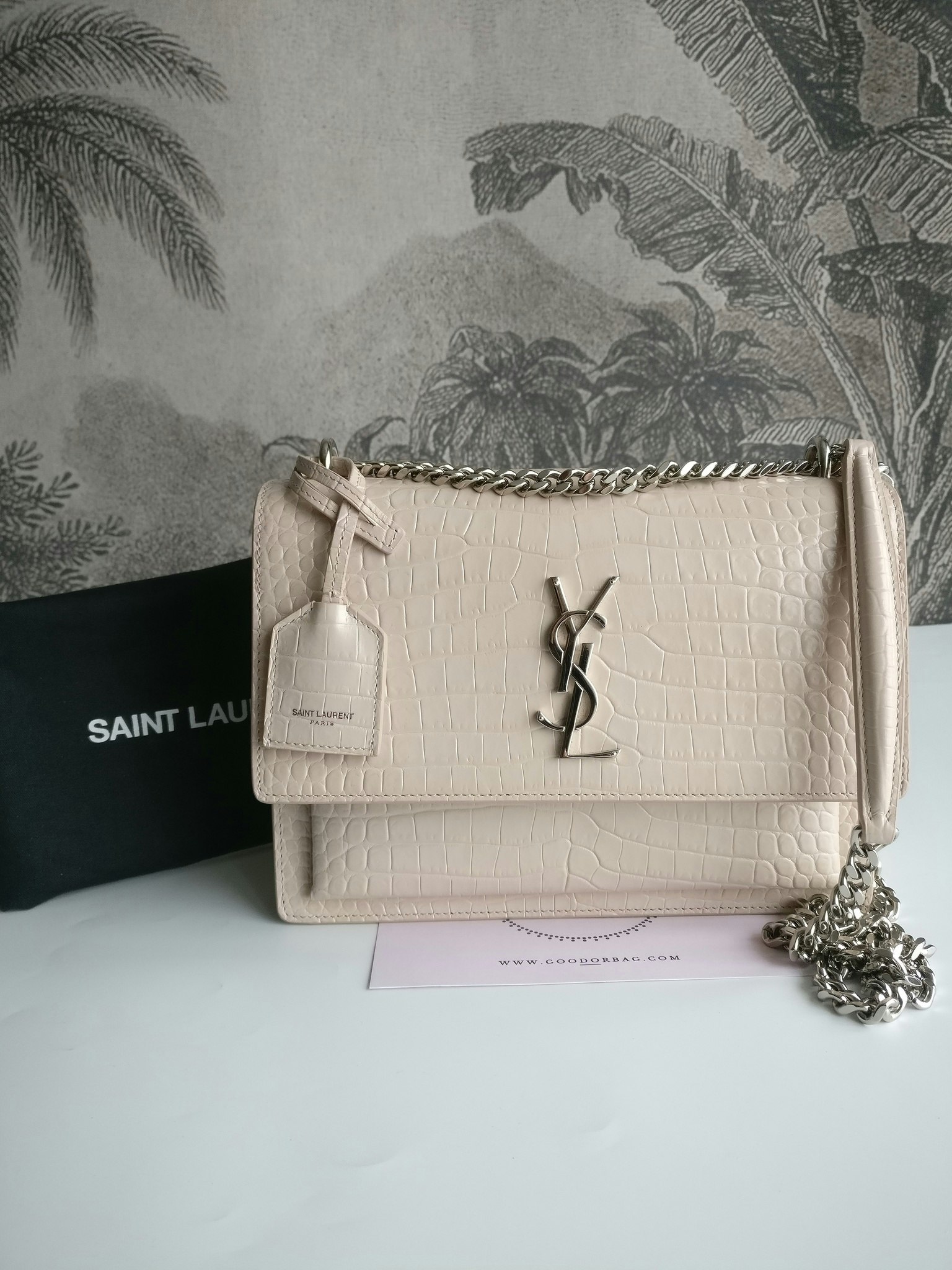 Saint Laurent Sunset Medium Crocodile embossed