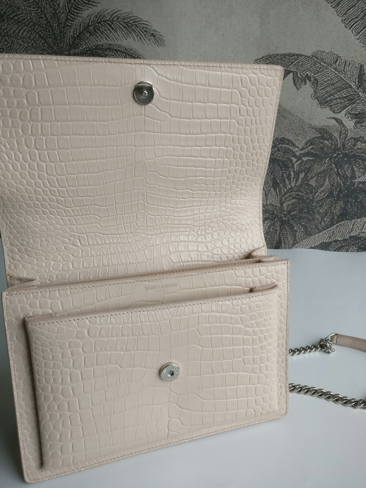 Saint Laurent Sunset Medium Crocodile embossed