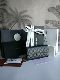 Chanel timeless classic flap long wallet caviar