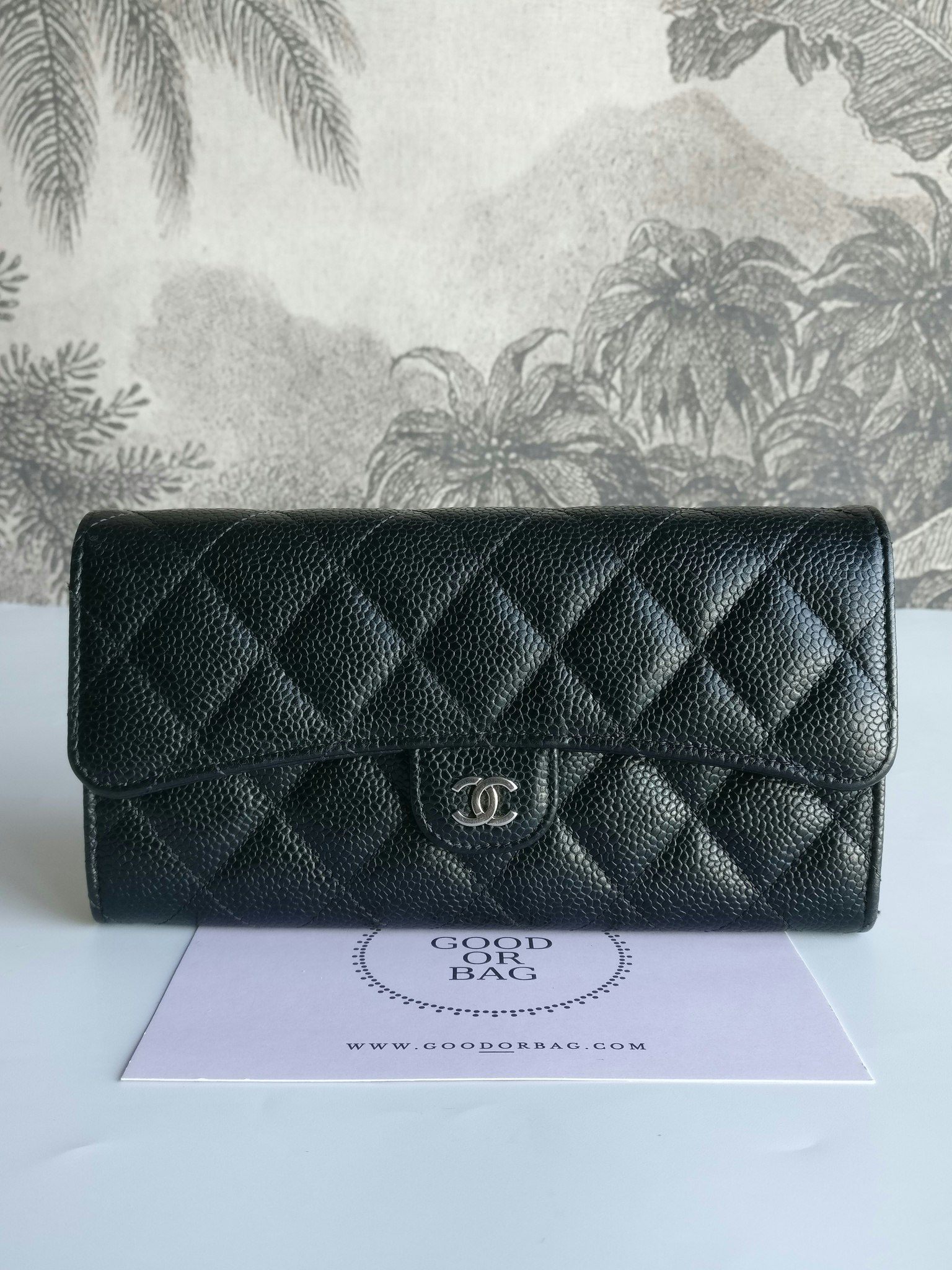 Chanel timeless classic flap long wallet caviar