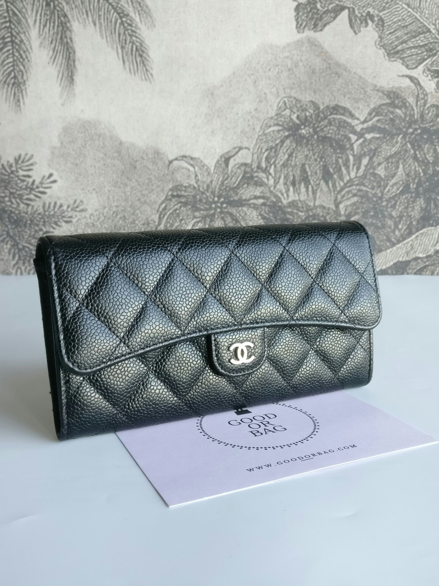Chanel timeless classic flap long wallet caviar