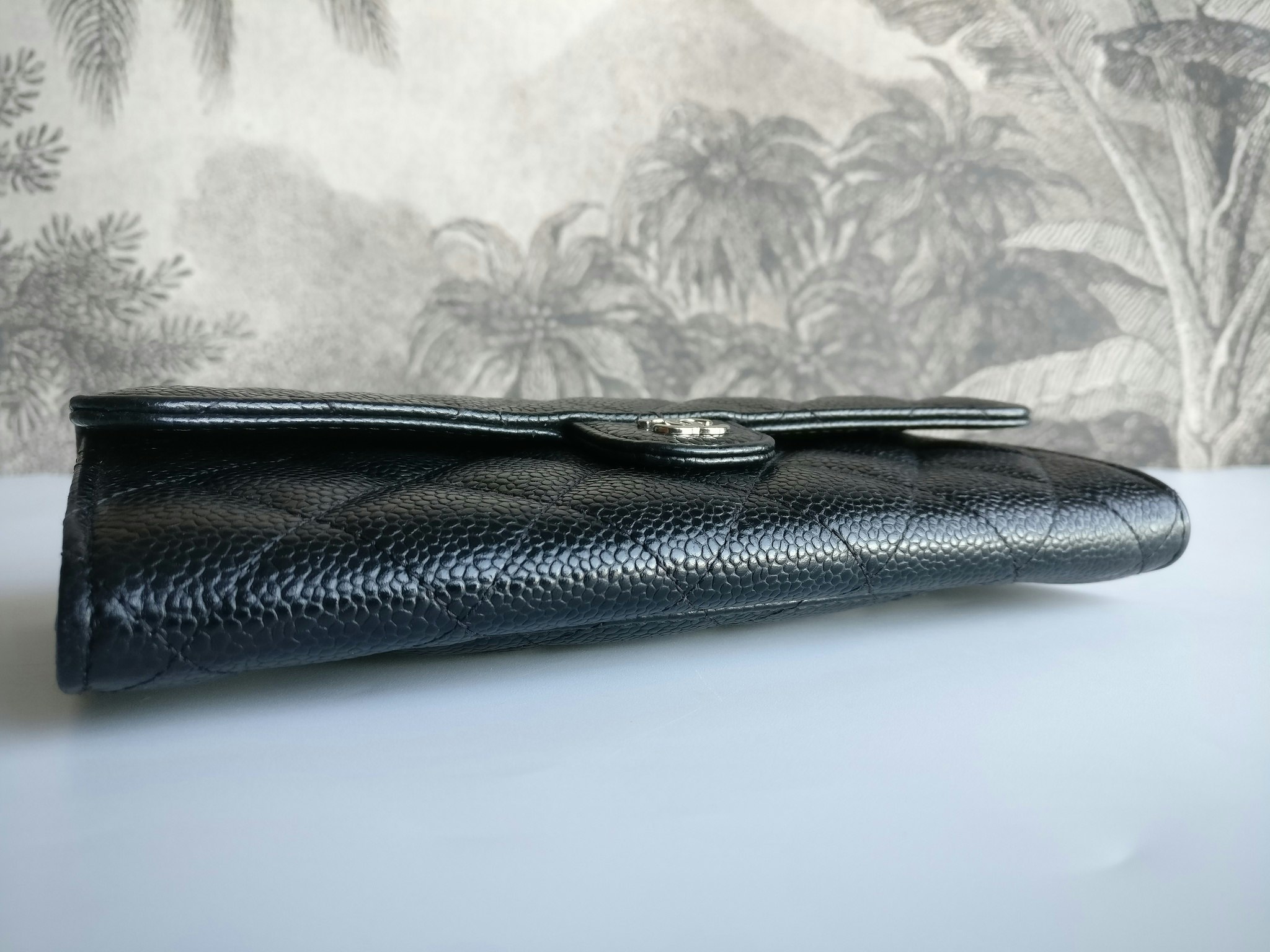 Chanel timeless classic flap long wallet caviar