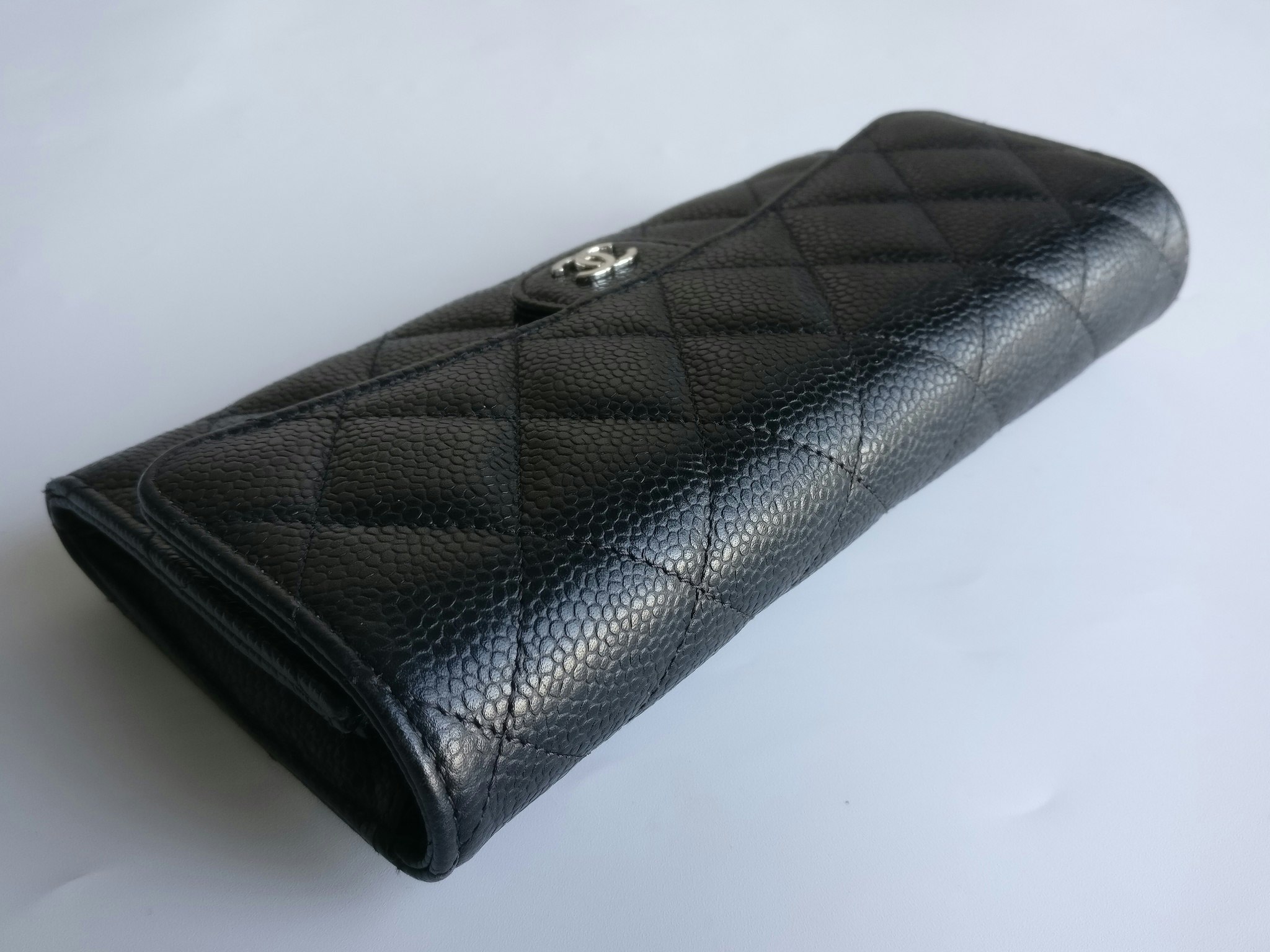 Chanel timeless classic flap long wallet caviar