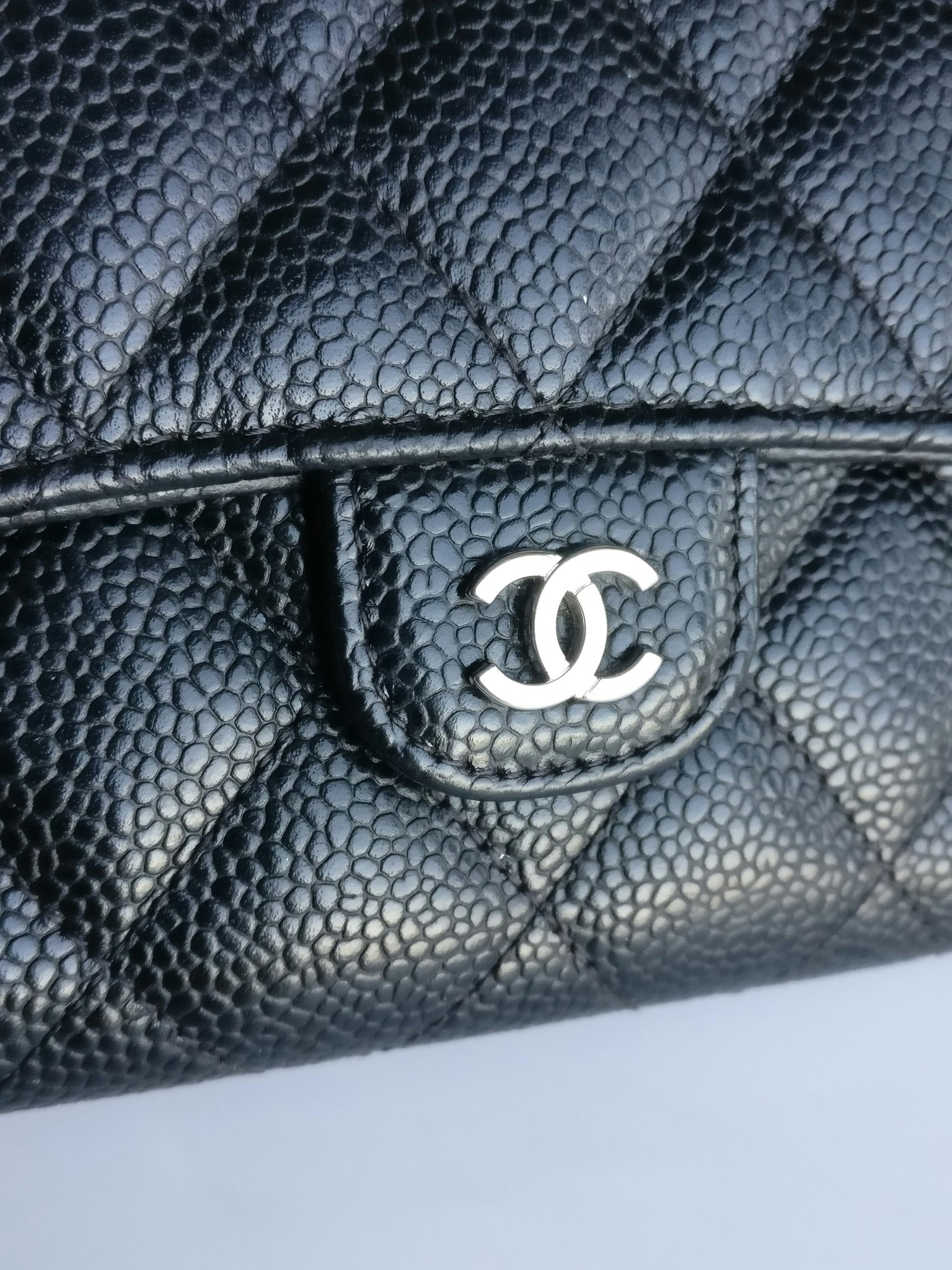 Chanel timeless classic flap long wallet caviar