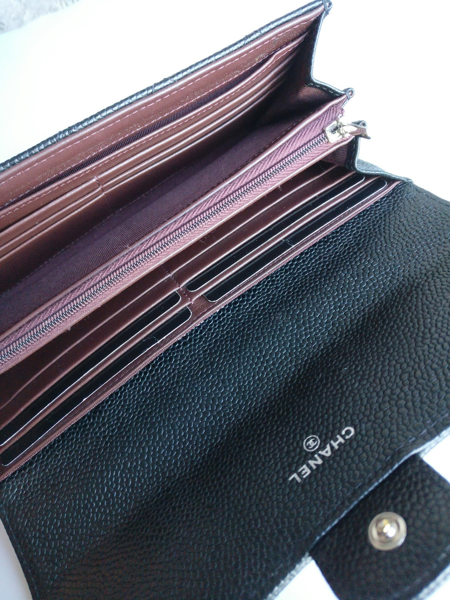 Chanel timeless classic flap long wallet caviar
