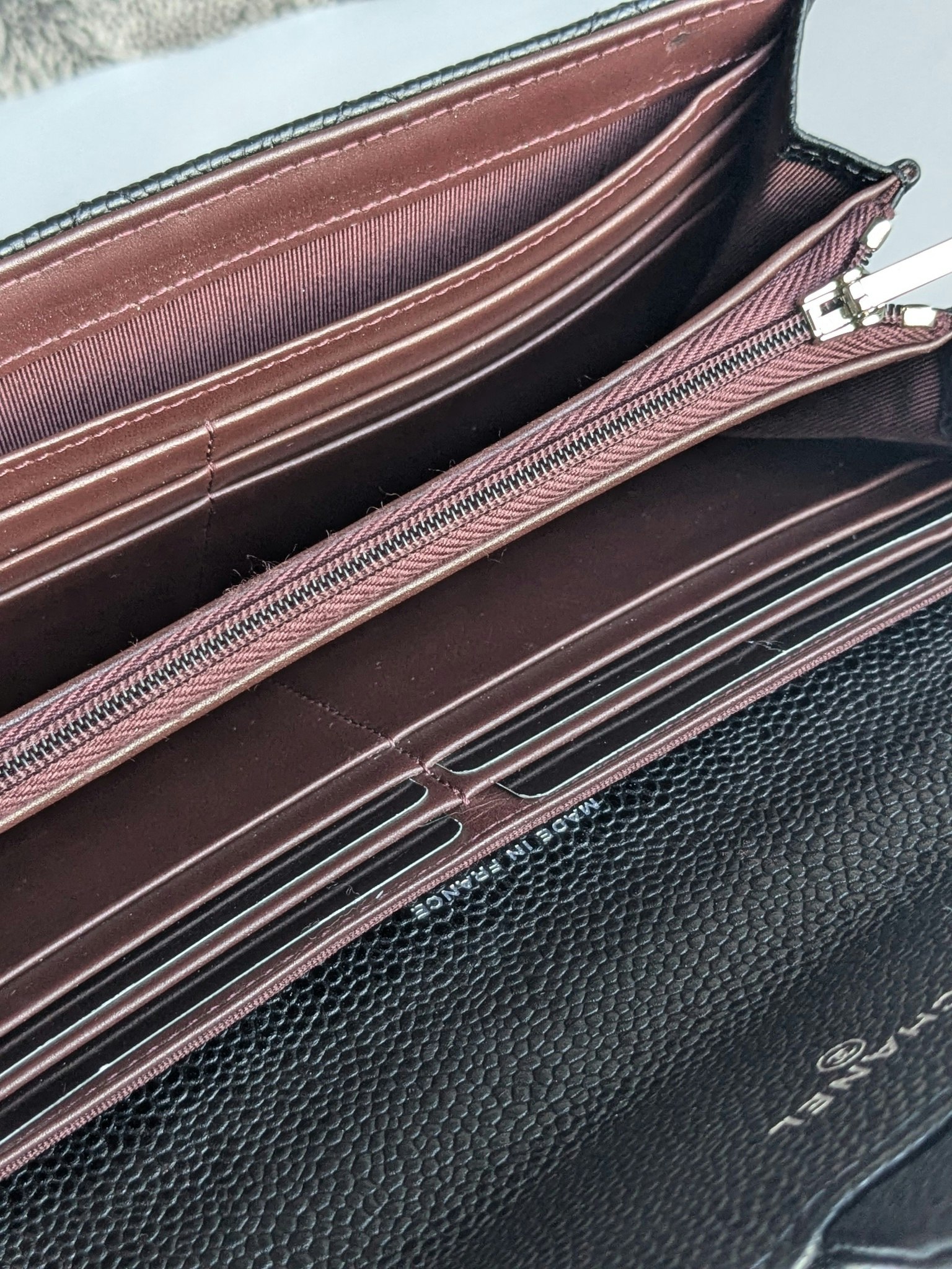Chanel timeless classic flap long wallet caviar