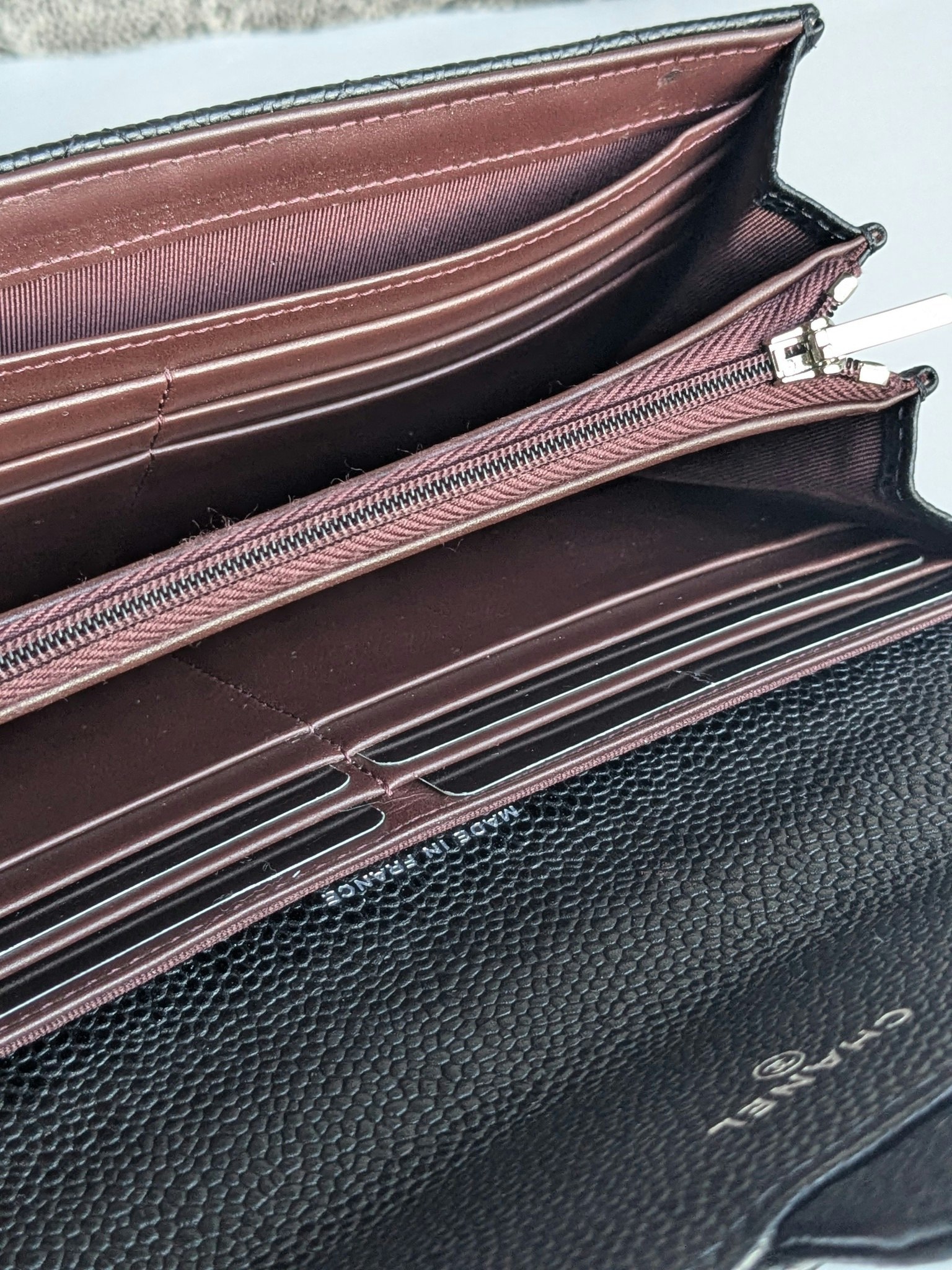 Chanel timeless classic flap long wallet caviar
