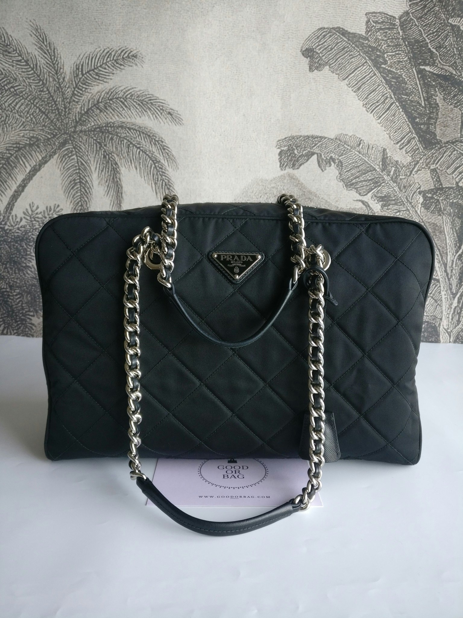 Prada quilted chain bowling bag