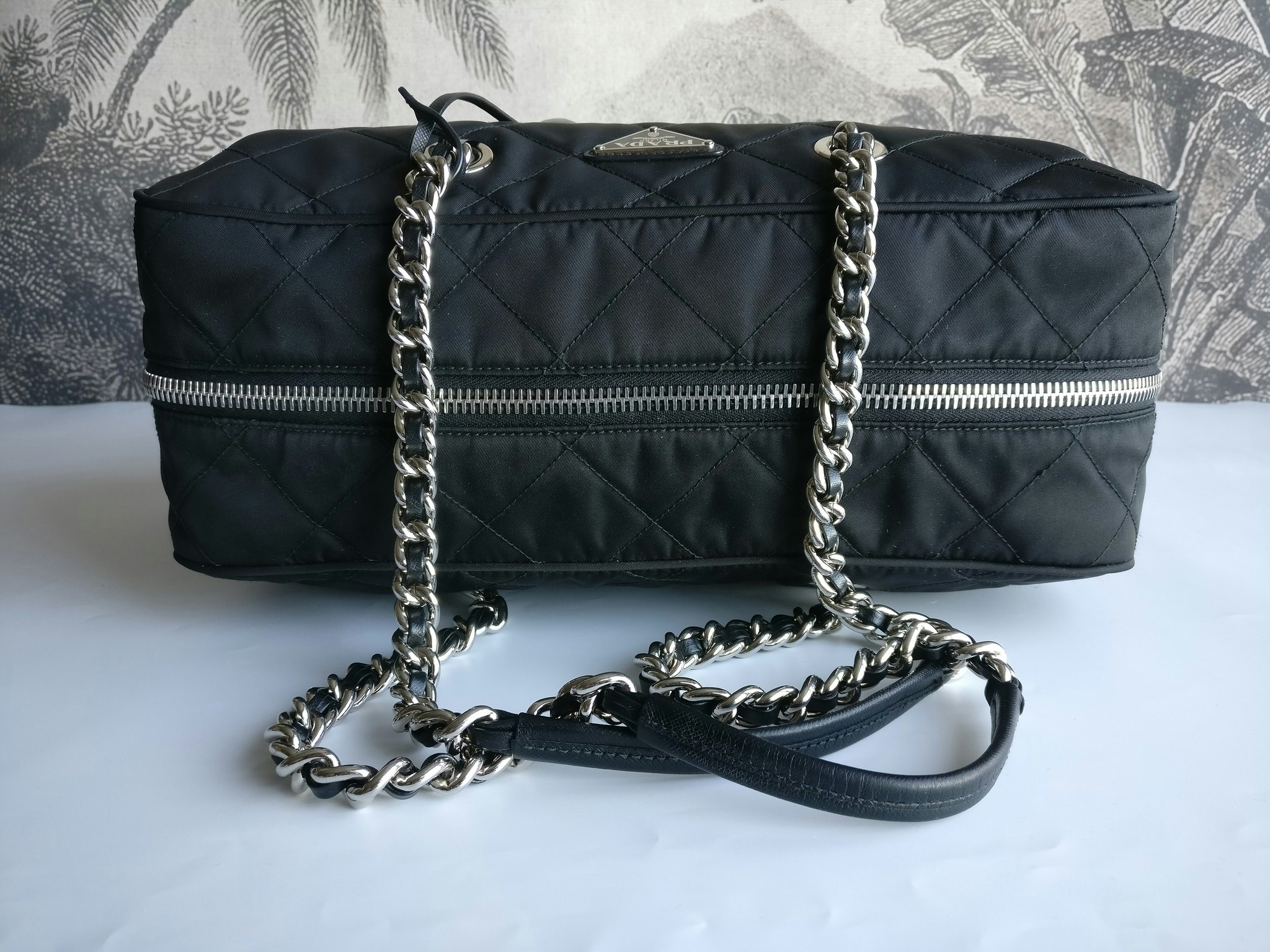 Prada quilted chain bowling bag