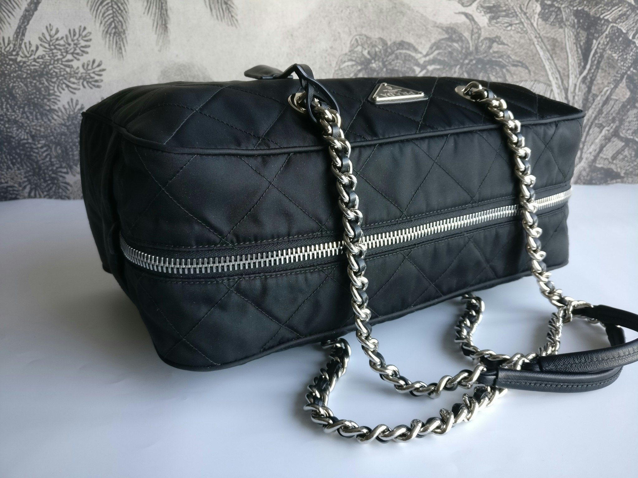 Prada quilted chain bowling bag