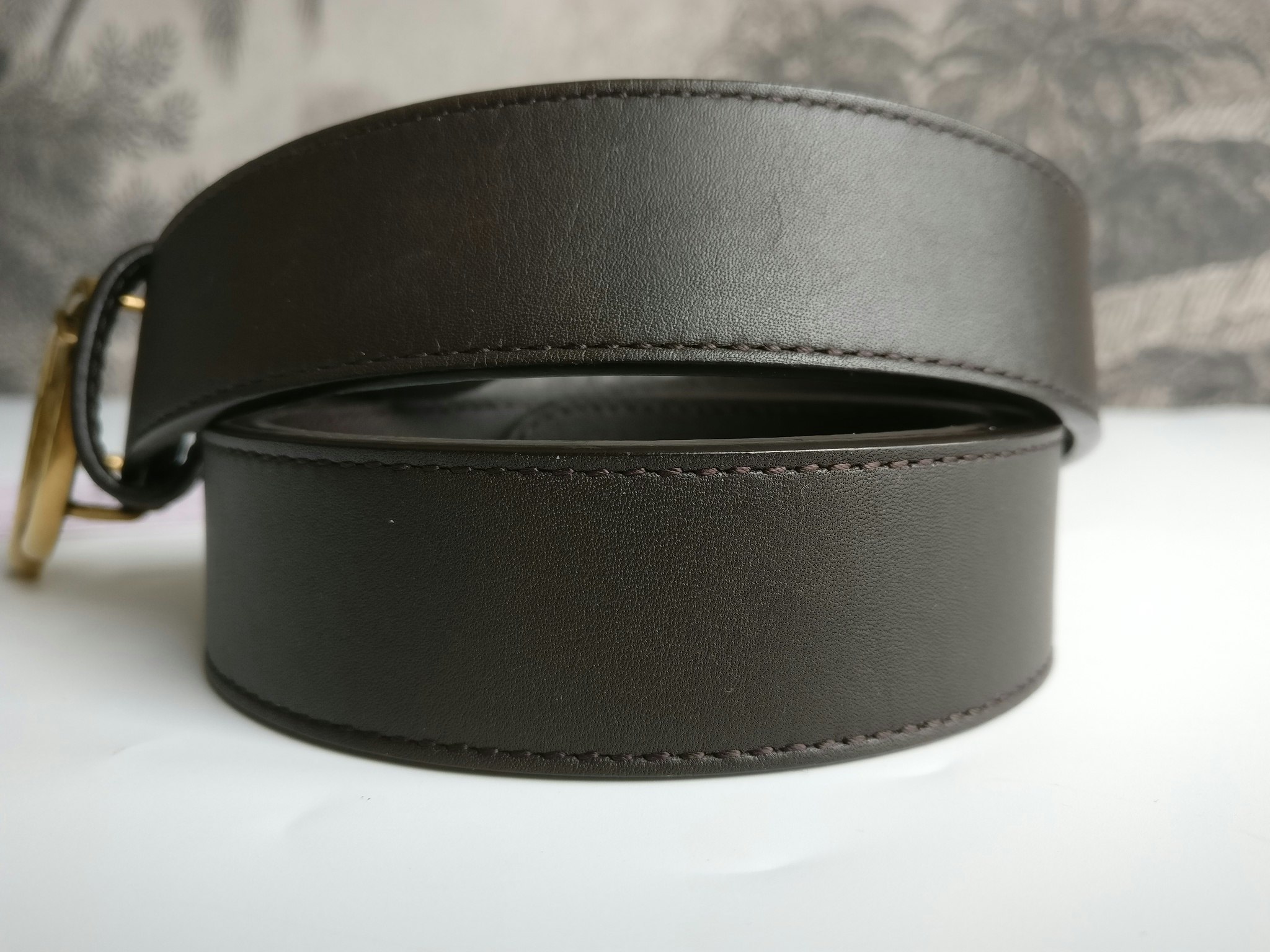 Gucci GG Marmont thin belt brown