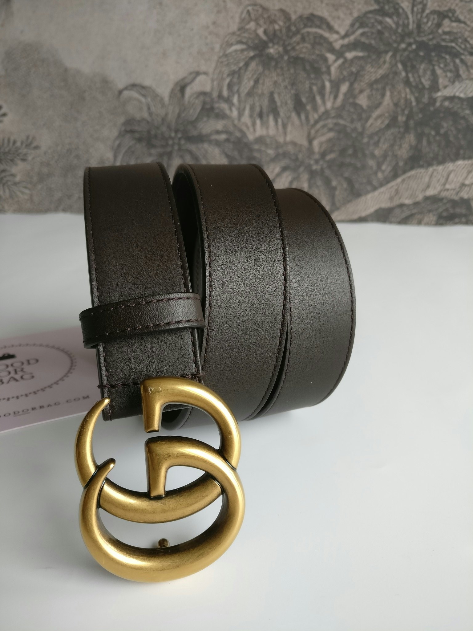Gucci GG Marmont thin belt brown